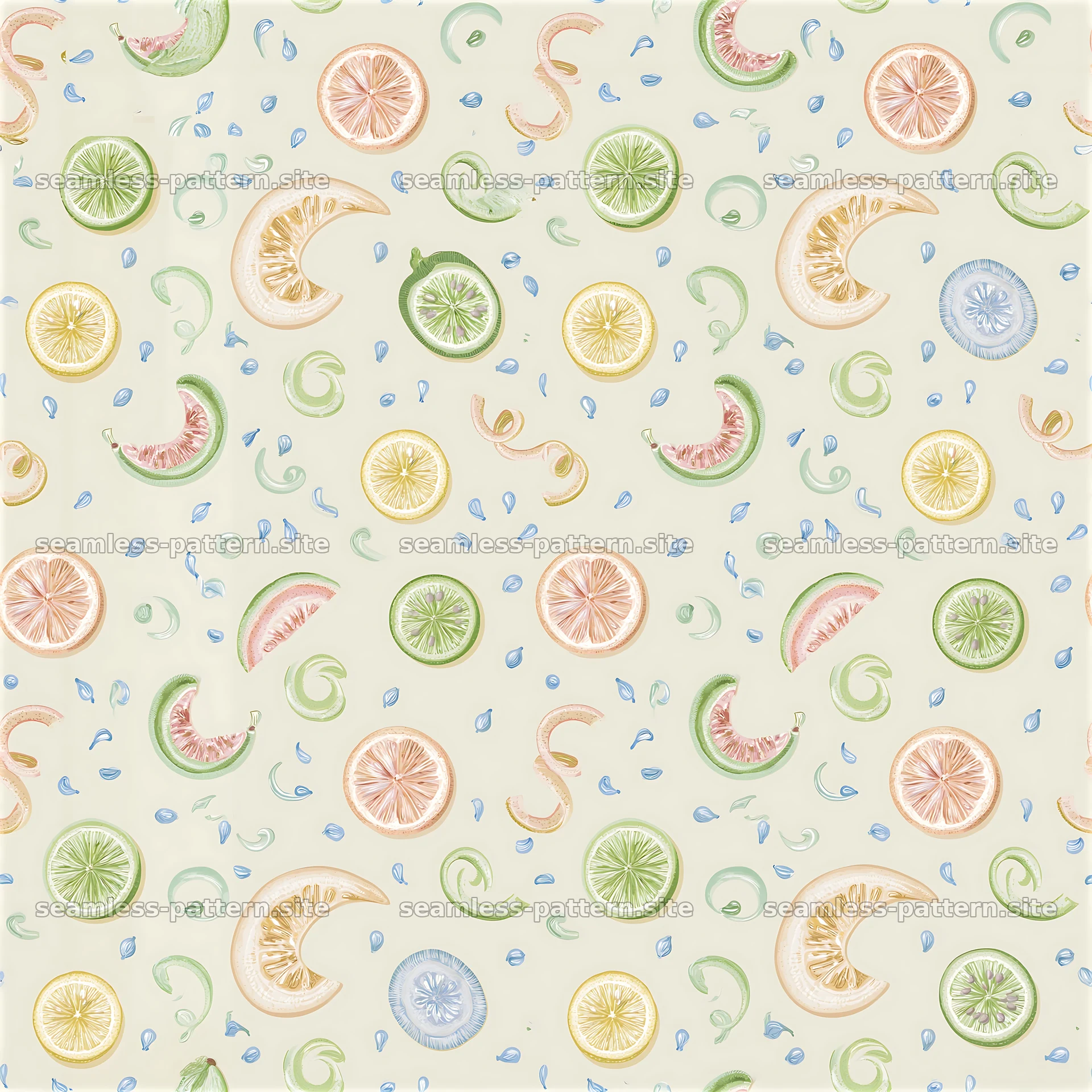 Fruits and slices in a seamless pattern design for various uses — seamless tileable pattern at 8192x8192