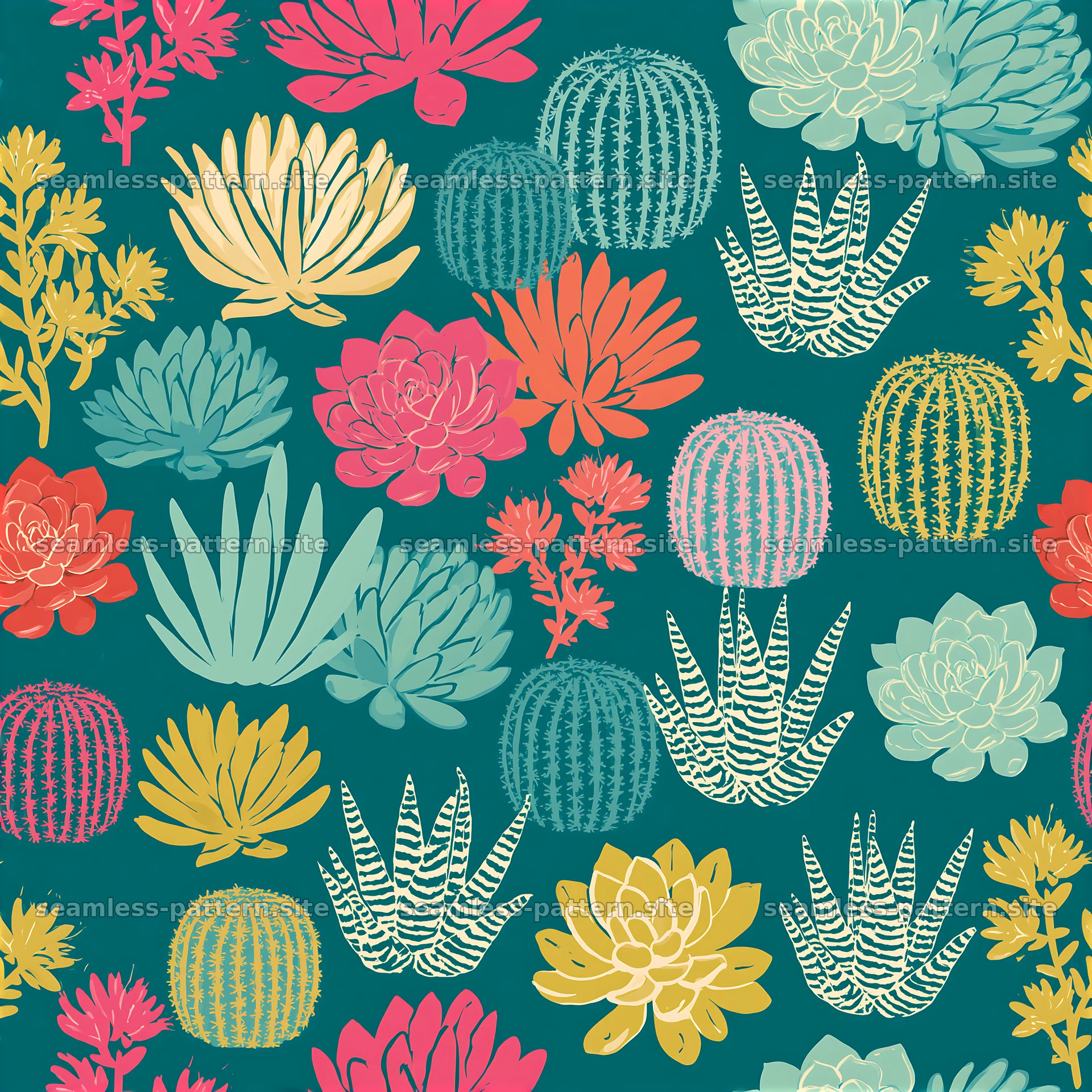 Bright succulent plants repeat pattern seamless pattern for decor — seamless tileable pattern at 8192x8192