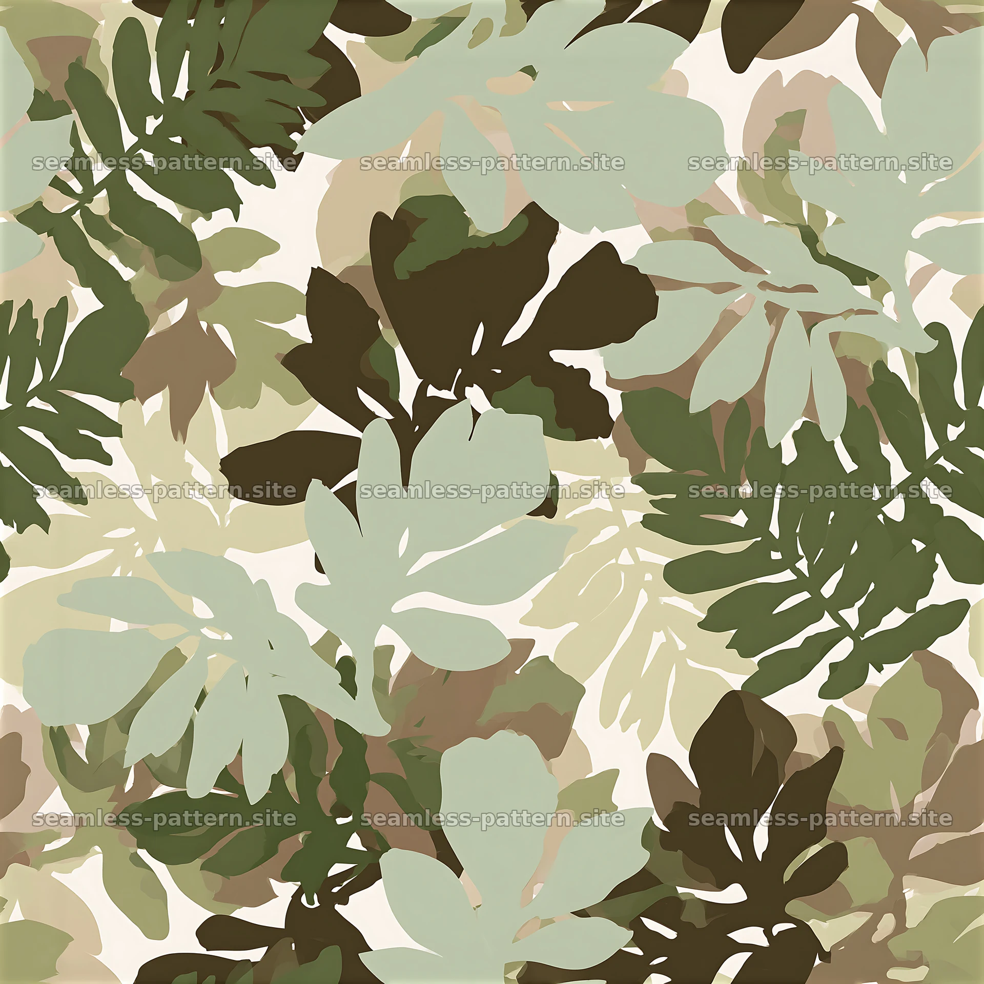 Seamless outdoor camouflage pattern with green and brown foliage — seamless tileable pattern at 8192x8192
