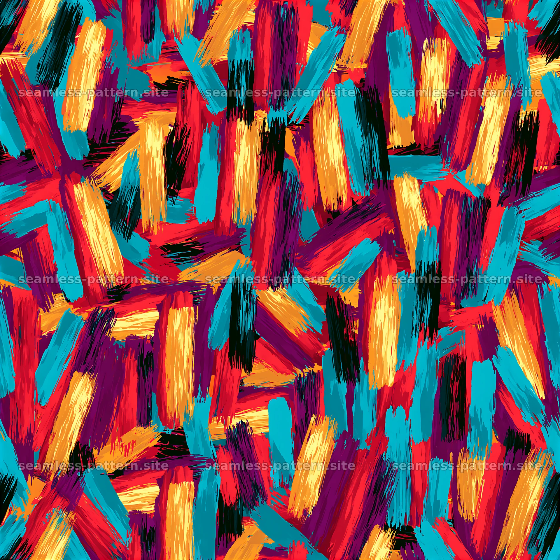 Colorful hand painted strokes seamless pattern with bold brush colors — seamless tileable pattern at 8192x8192