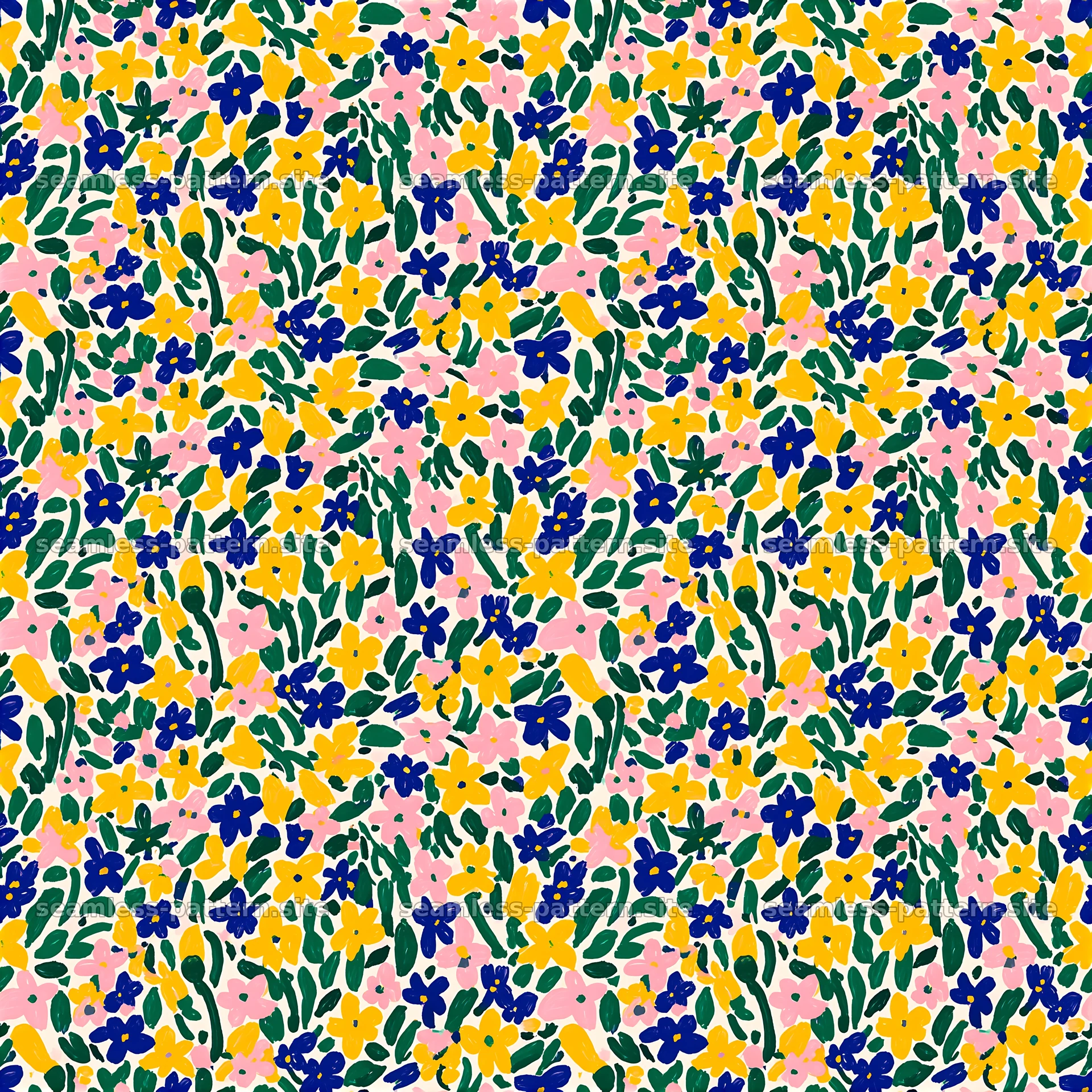 Retro Rainbow Flowers Seamless Pattern — seamless tileable pattern at 8192x8192