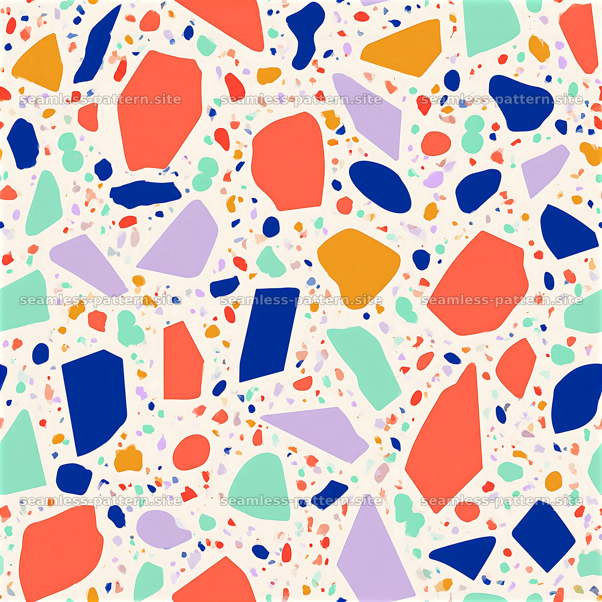 Colorful Terrazzo Shapes Seamless Pattern — seamless tileable pattern at 8192x8192