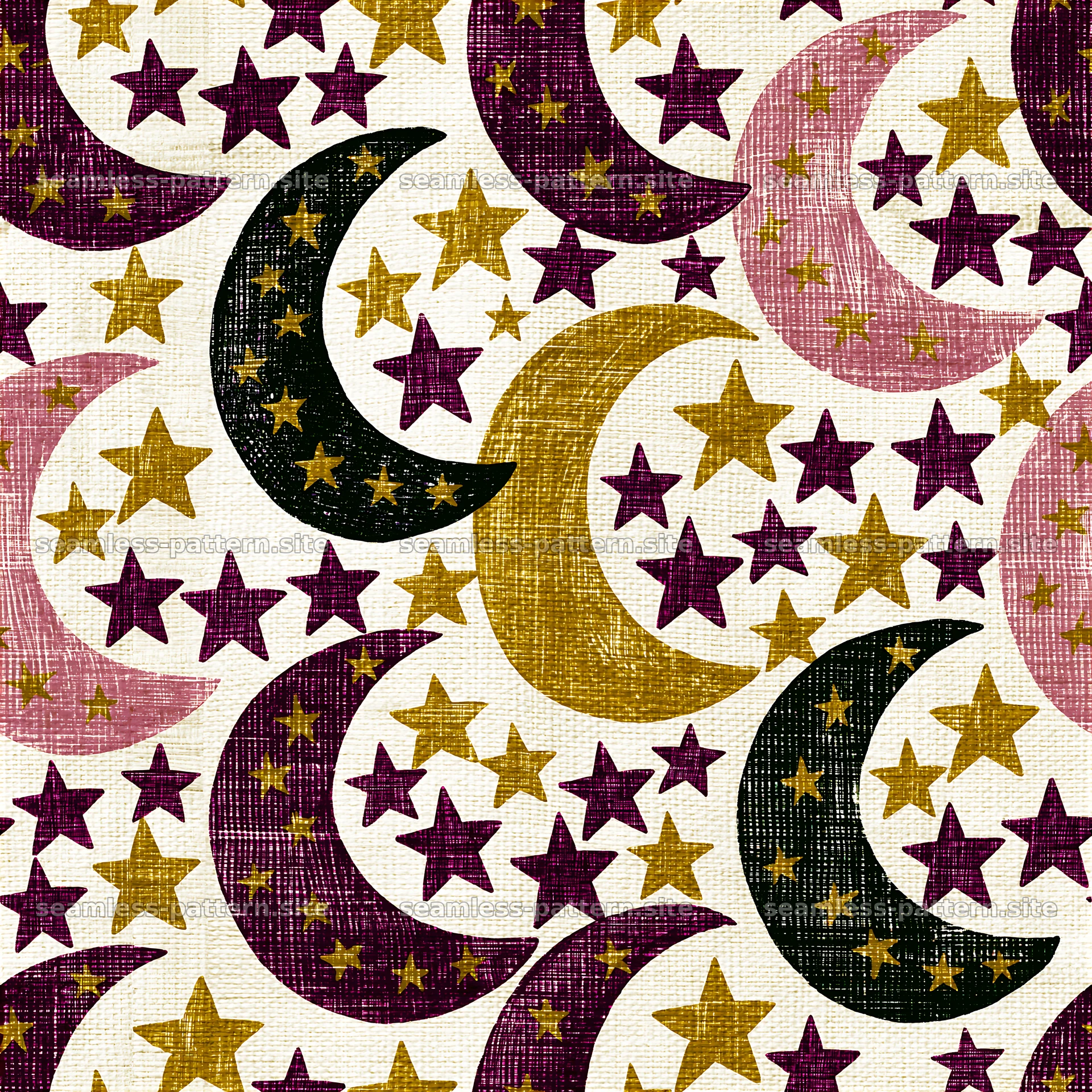 Cute Star and Moon Seamless Pattern — seamless tileable pattern at 8192x8192