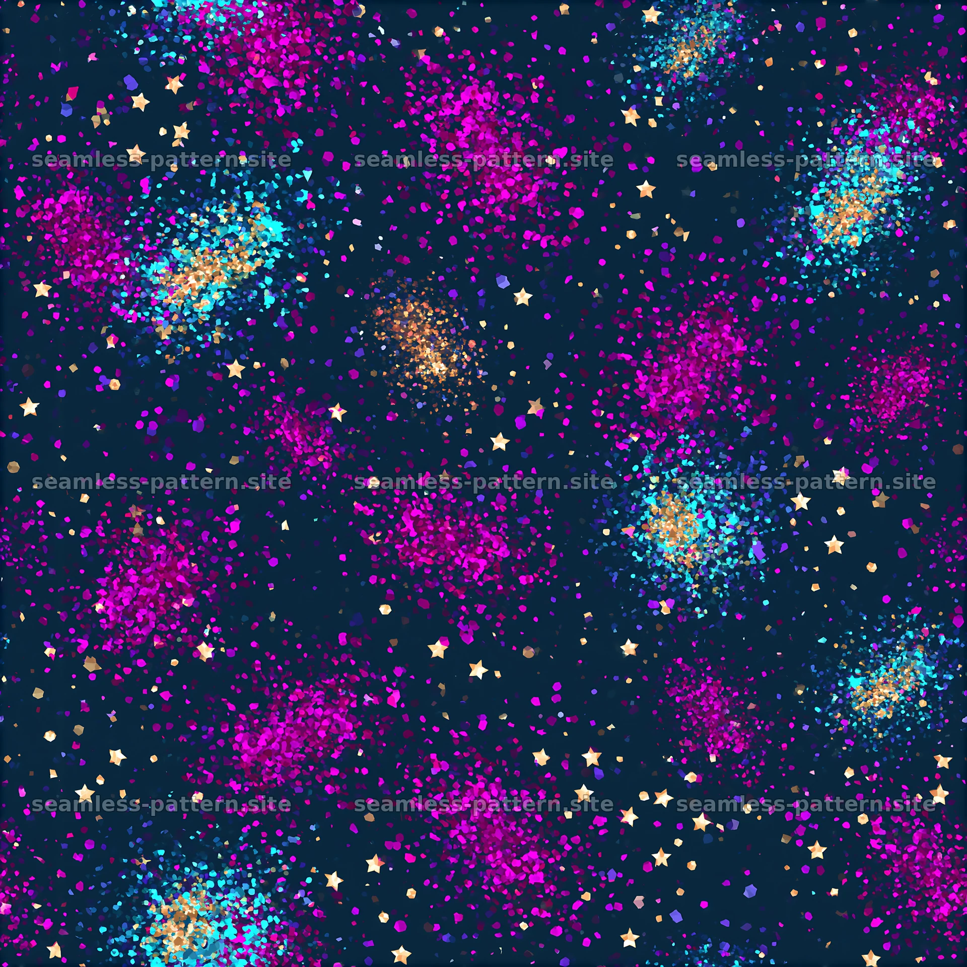 Colorful glitter seamless pattern with stars and vibrant colors — seamless tileable pattern at 8192x8192