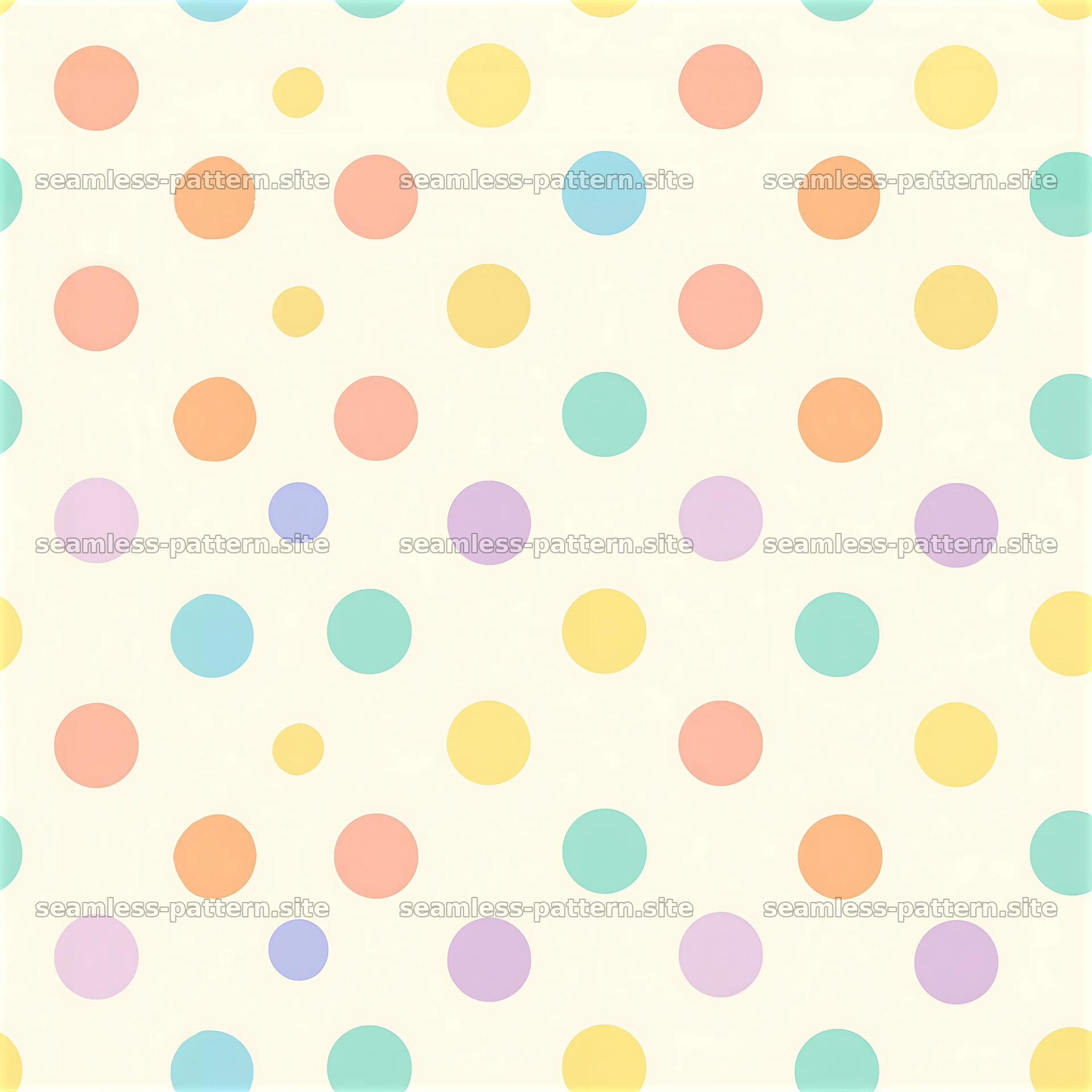 Colorful pastel dots seamless repeat pattern — seamless tileable pattern at 8192x8192