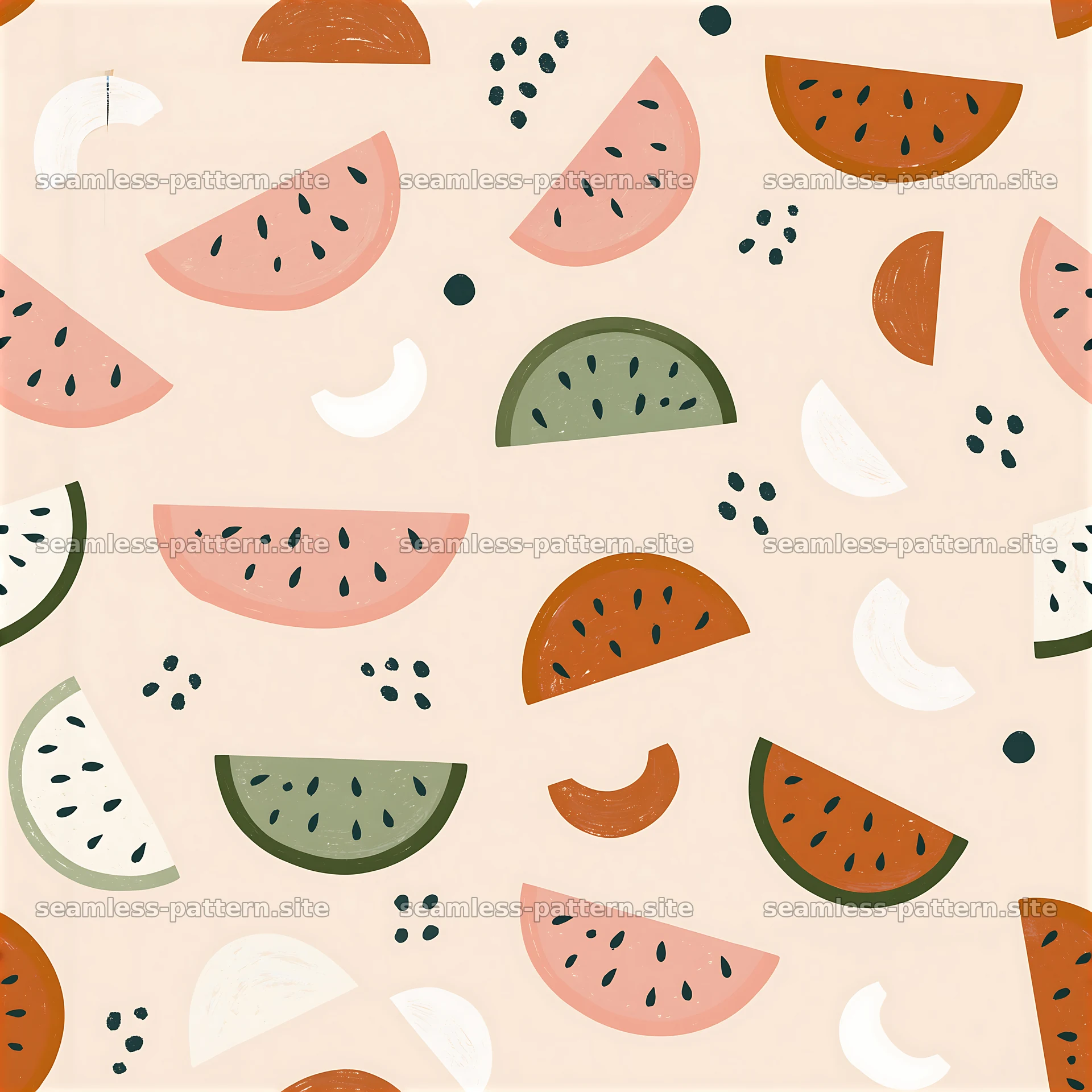 Playful watermelon seamless pattern for kids — seamless tileable pattern at 8192x8192