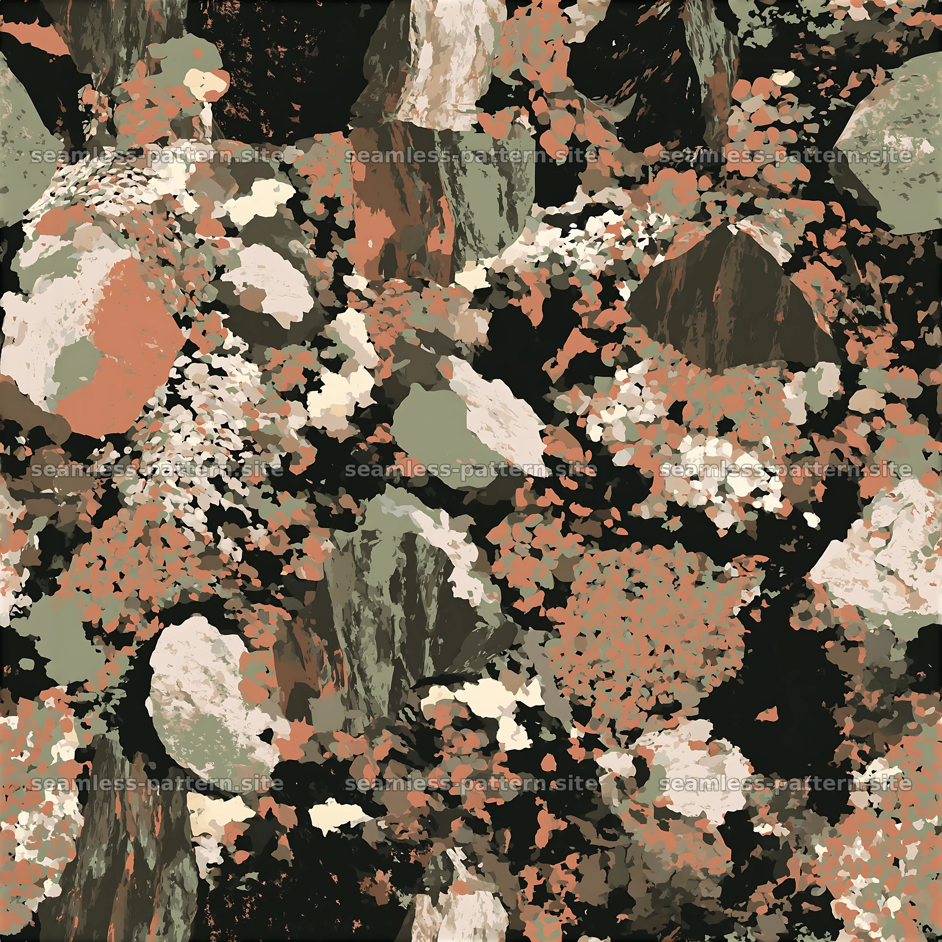 Seamless camouflage pattern with rocky terrain colors — seamless tileable pattern at 8192x8192