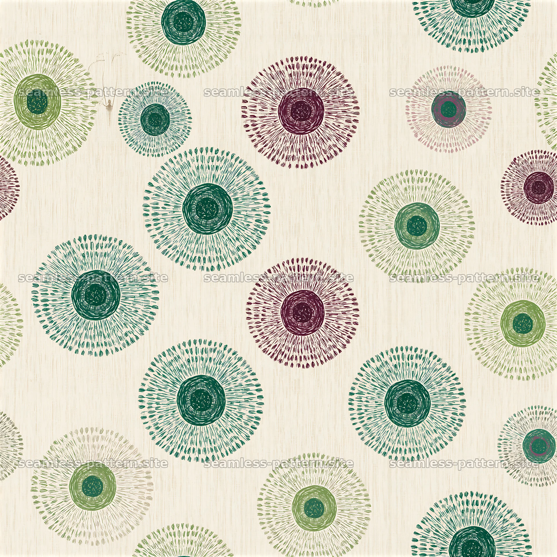 Circular floral seamless pattern in multiple colors — seamless tileable pattern at 8192x8192