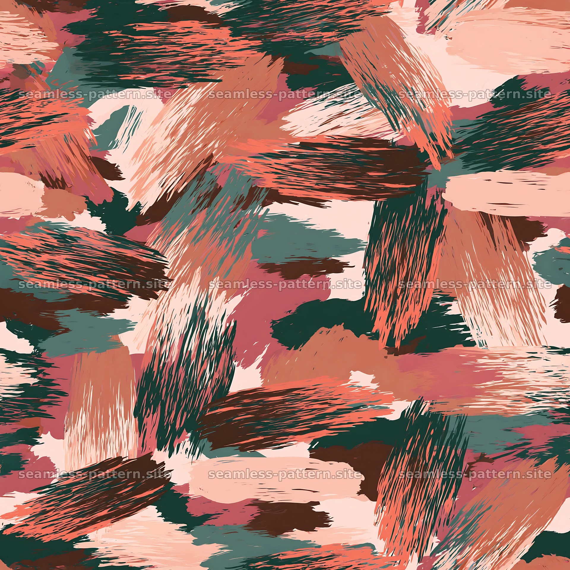 Urban camouflage brushstroke pattern in warm tones for textiles — seamless tileable pattern