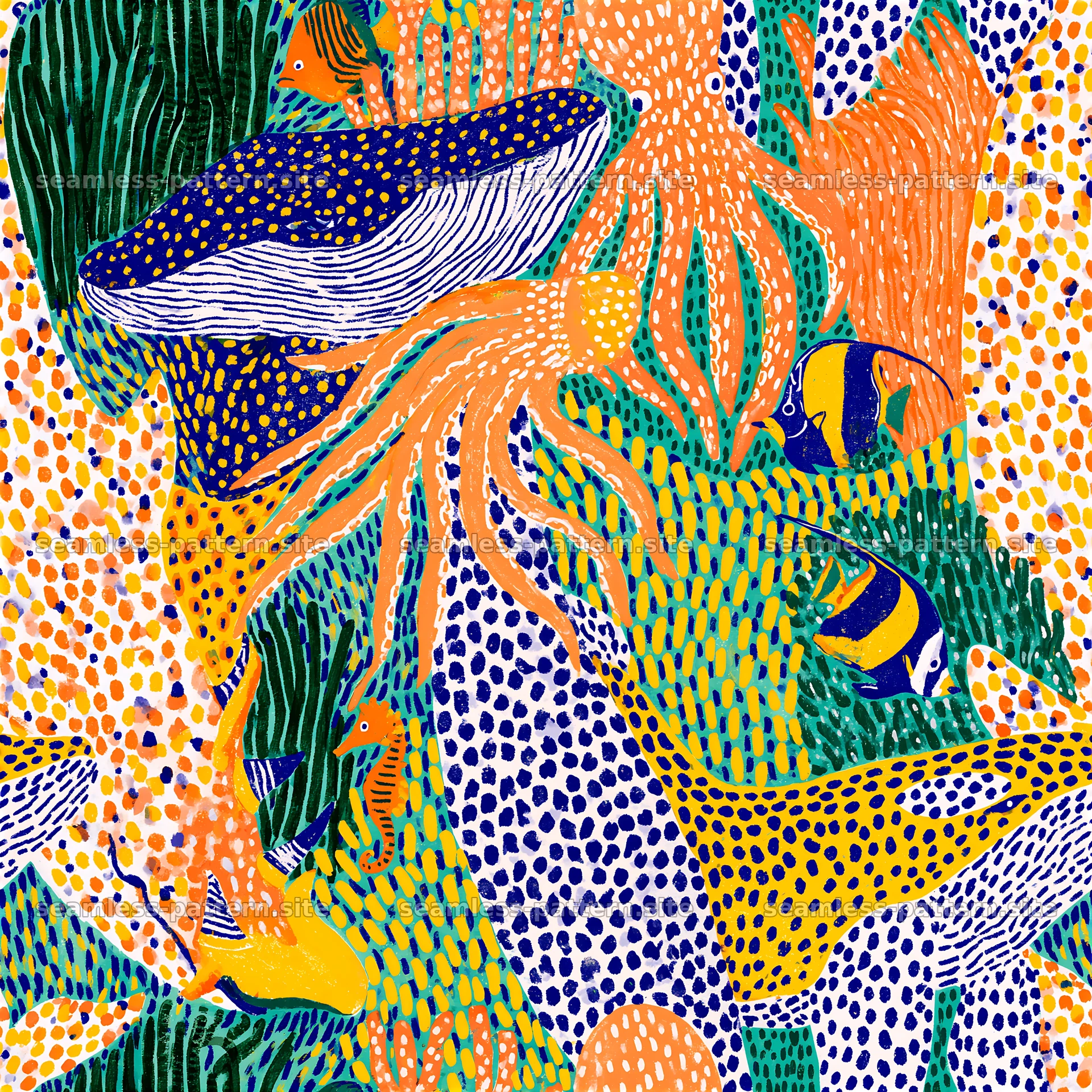 Colorful tropical animal seamless pattern — seamless tileable pattern at 8192x8192