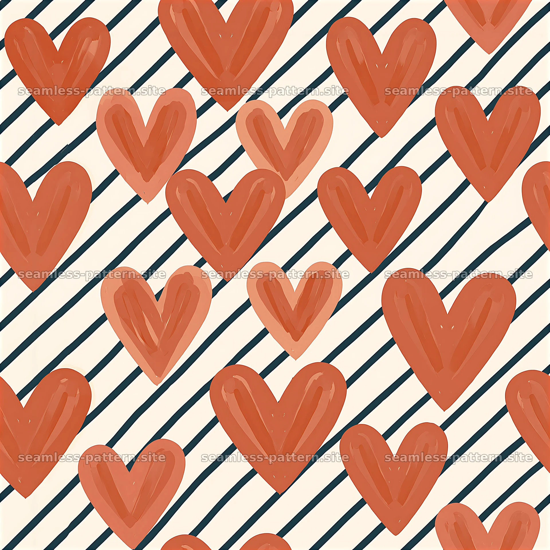 Hearts and stripes pattern for fabric and wallpaper design — seamless tileable pattern at 8192x8192