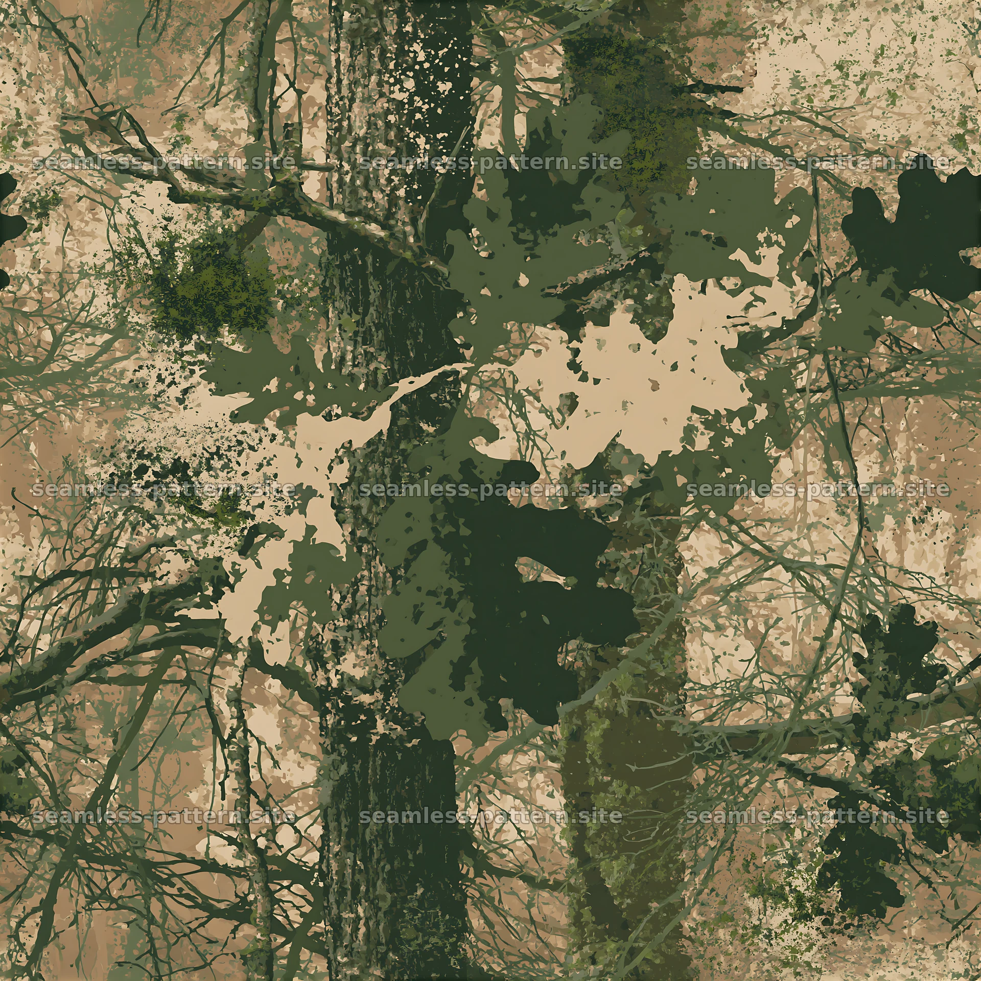 Forest textures with trees and foliage in different shades of green — seamless tileable pattern at 8192x8192