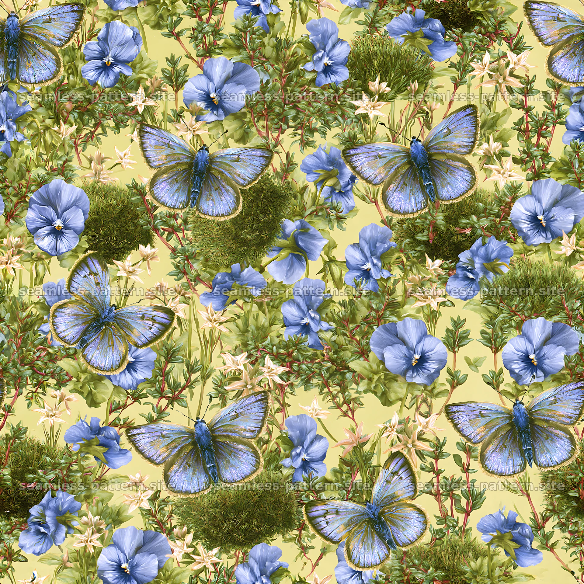 Fairy garden butterfly seamless pattern for textiles — seamless tileable pattern