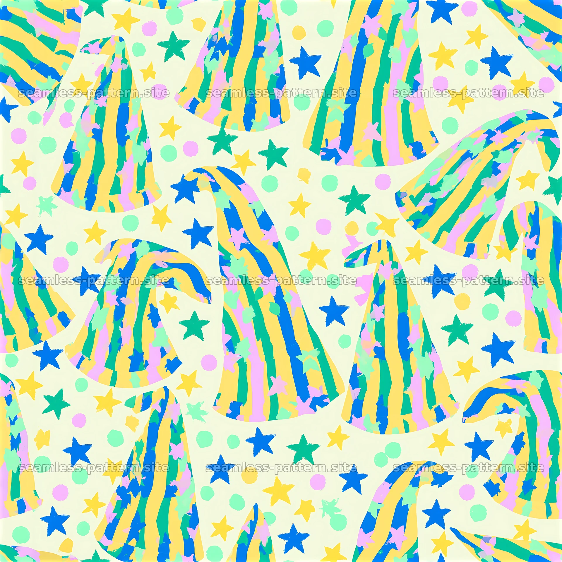 Colorful Star and Stripe Party Hat Seamless Pattern — seamless tileable pattern at 8192x8192