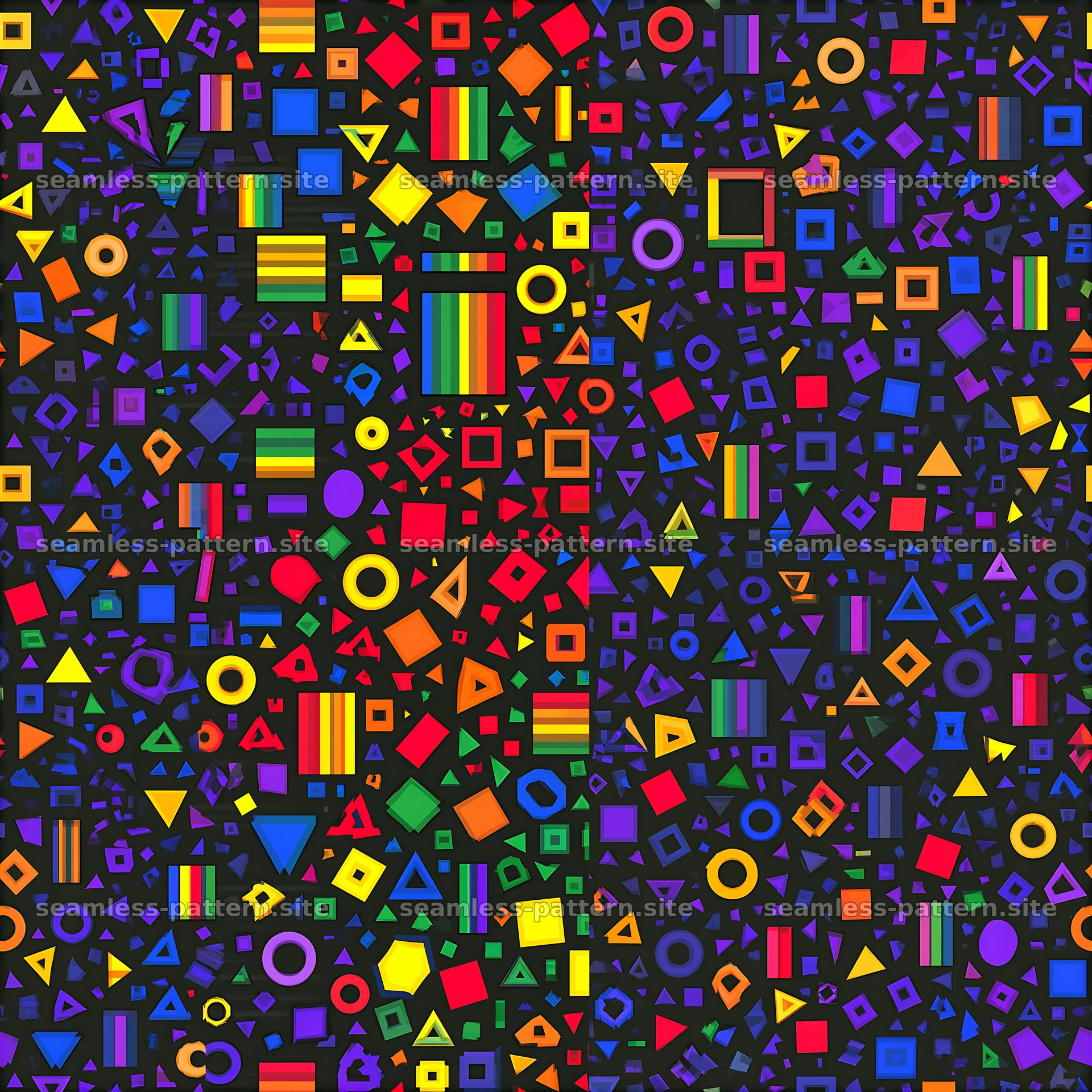 Rainbow Geometric Confetti Seamless Pattern — seamless tileable pattern at 8192x8192