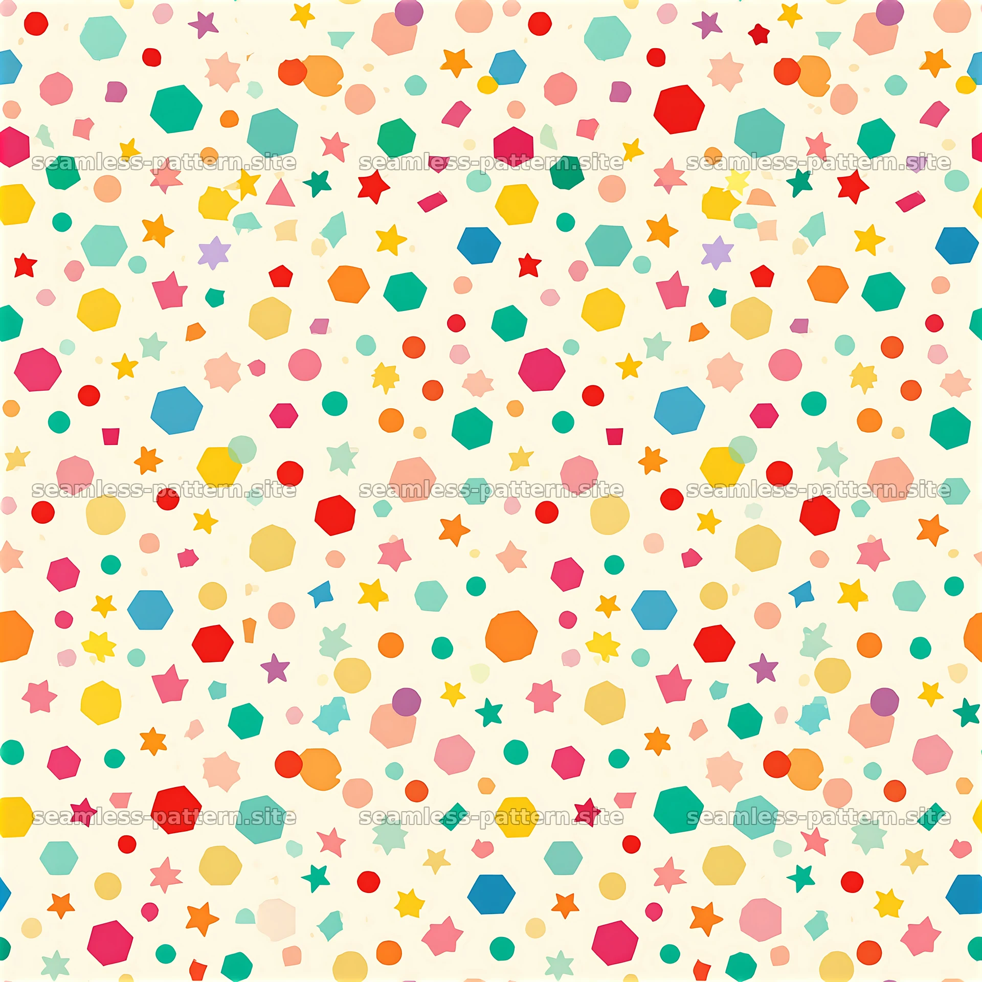 Colorful Geometric Shapes Seamless Pattern for Kids — seamless tileable pattern at 8192x8192