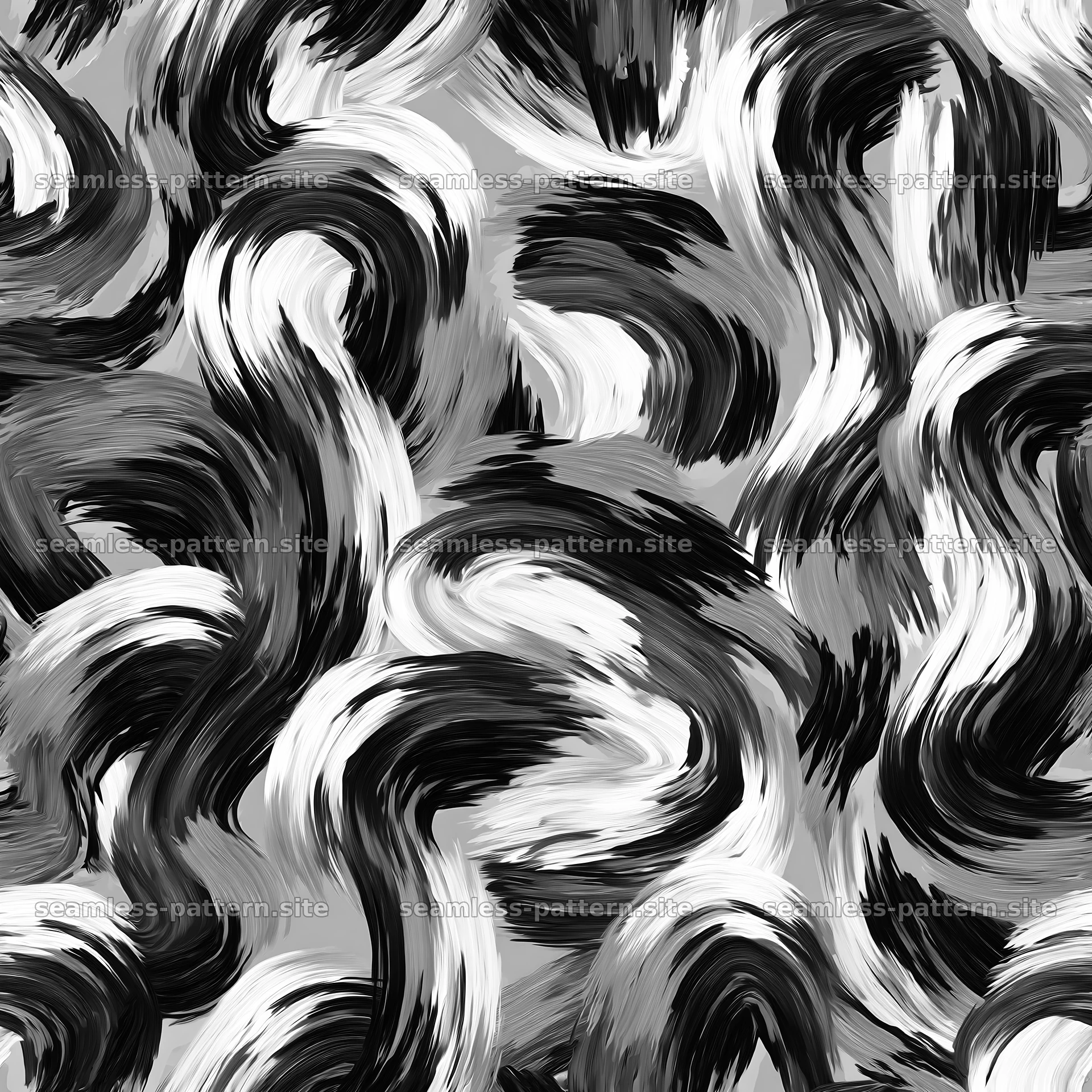Seamless camouflage brushstroke pattern in black and white — seamless tileable pattern