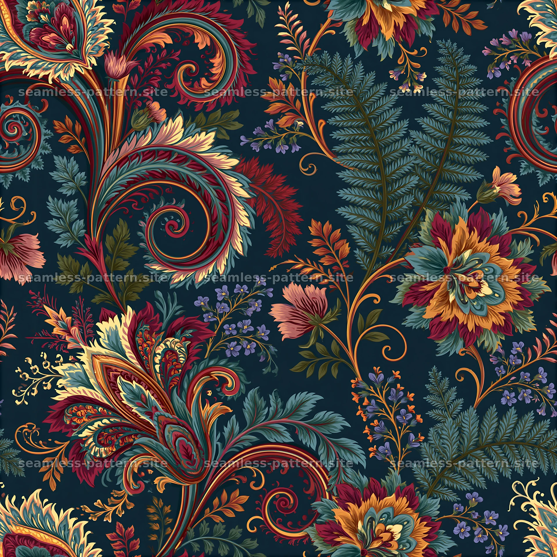 Colorful floral repeat pattern seamless pattern for fabric and wallpaper — seamless tileable pattern at 8192x8192