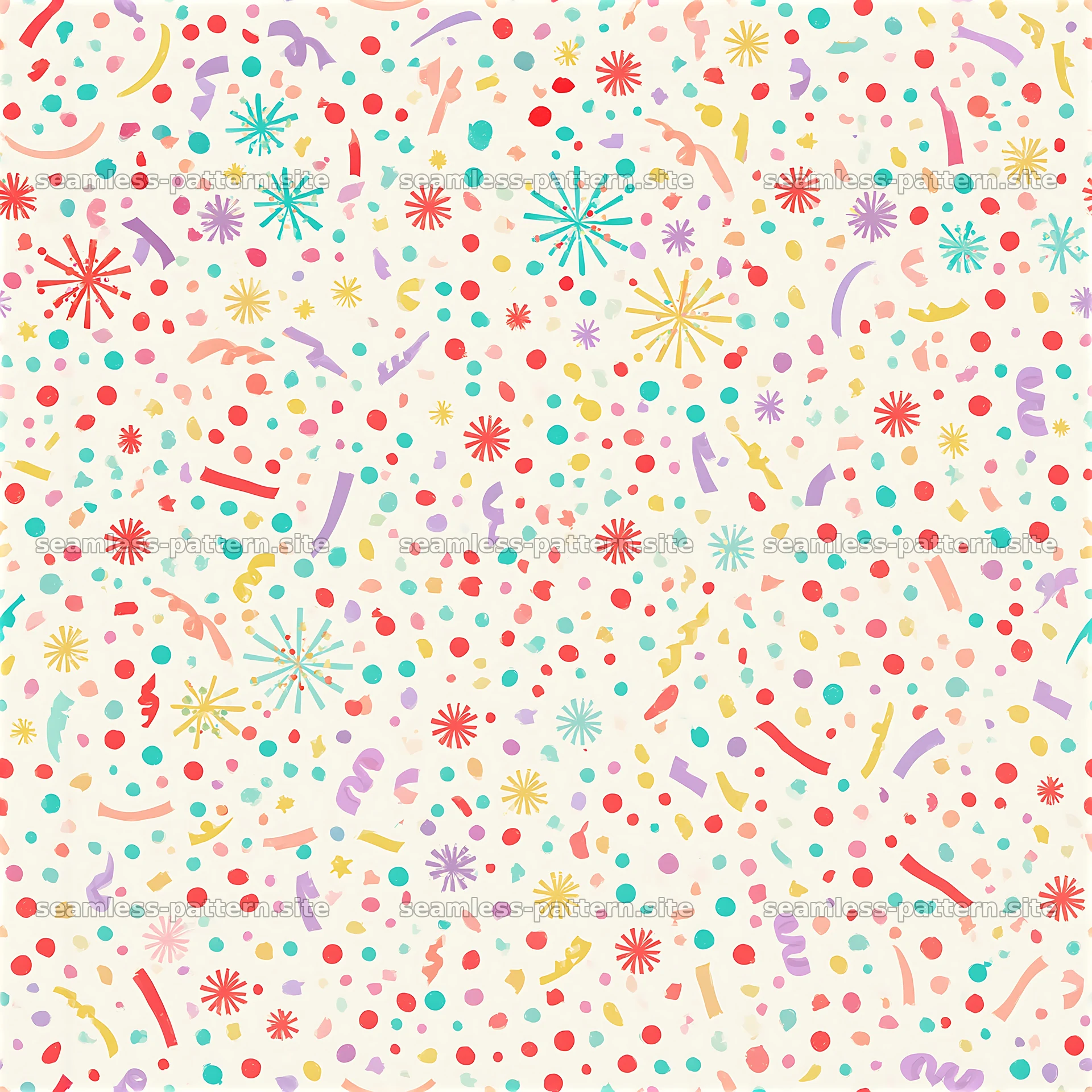 Colorful confetti scattered pattern designed for joyful celebrations — seamless tileable pattern at 8192x8192