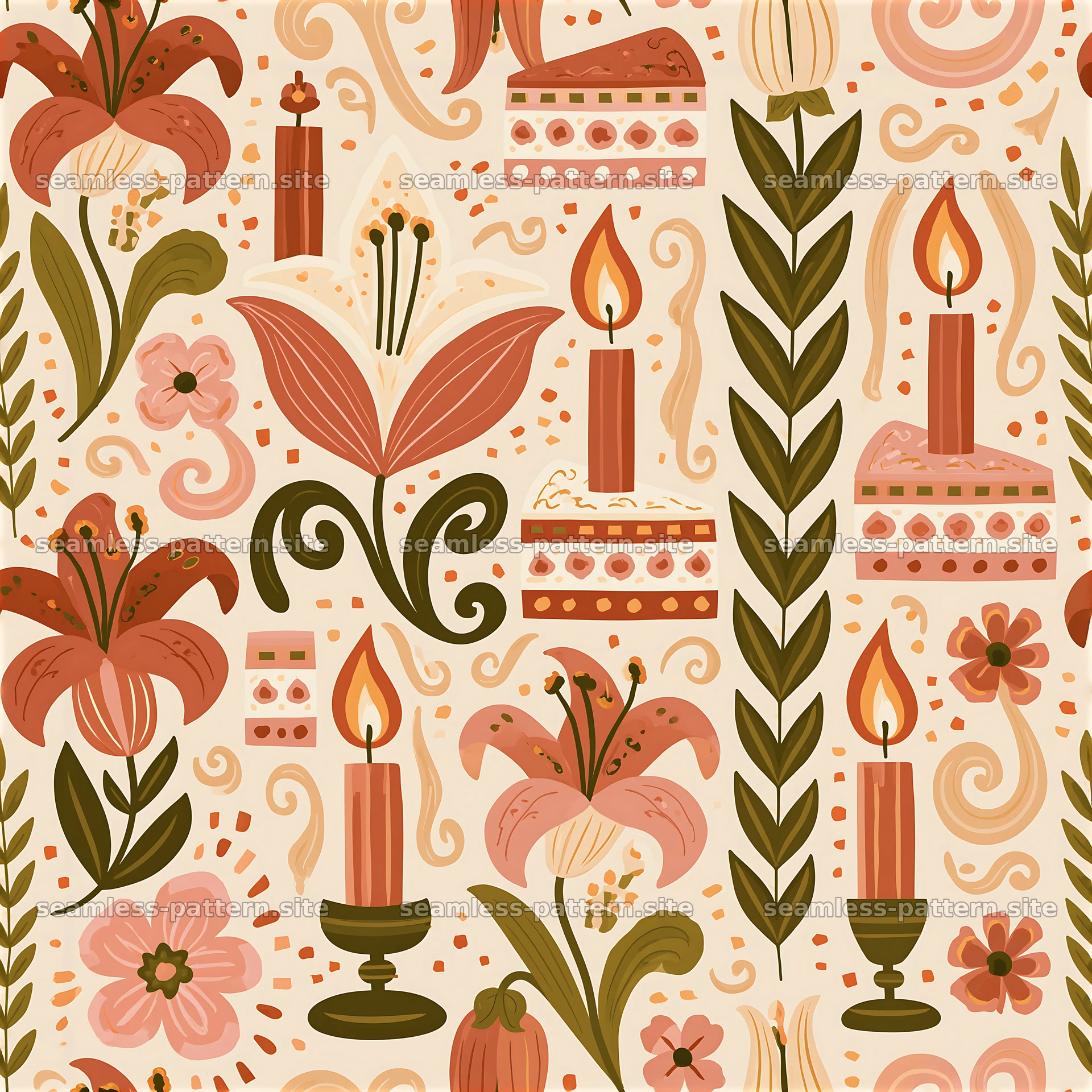 Floral Birthday Celebration Seamless Pattern — seamless tileable pattern at 8192x8192