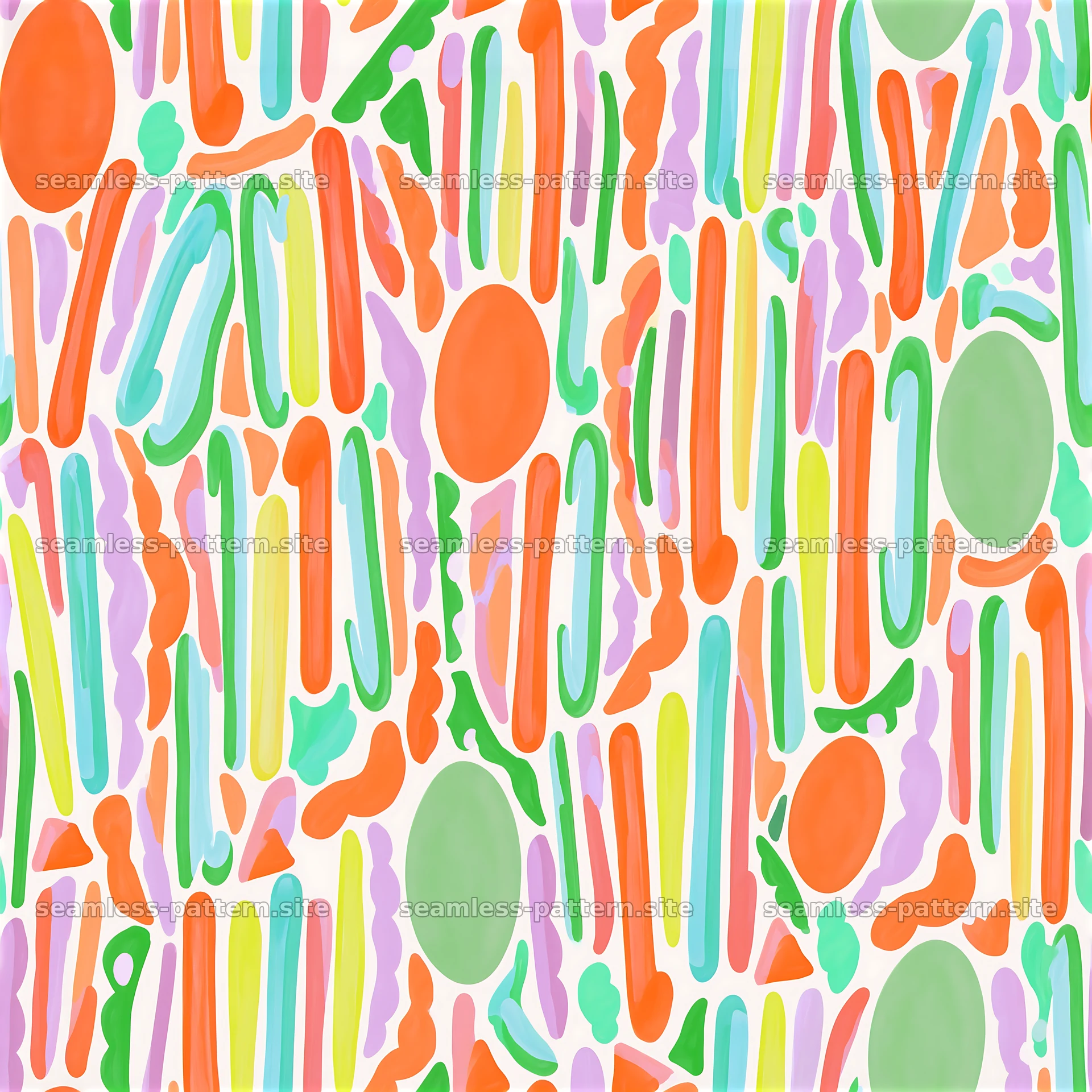 Colorful abstract seamless pattern with playful shapes — seamless tileable pattern at 8192x8192
