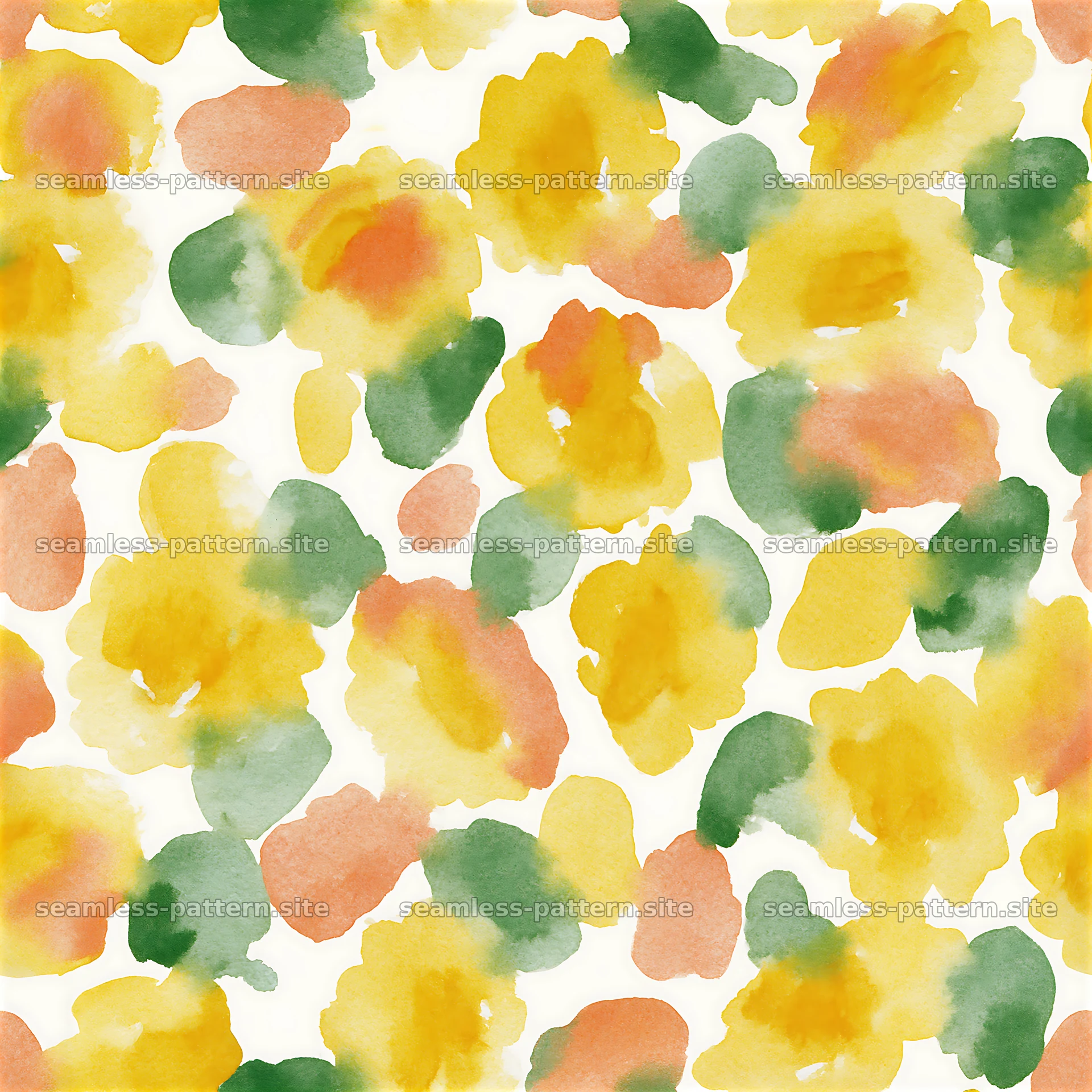 Repeating watercolor wash pattern with yellow and green elements — seamless tileable pattern at 8192x8192