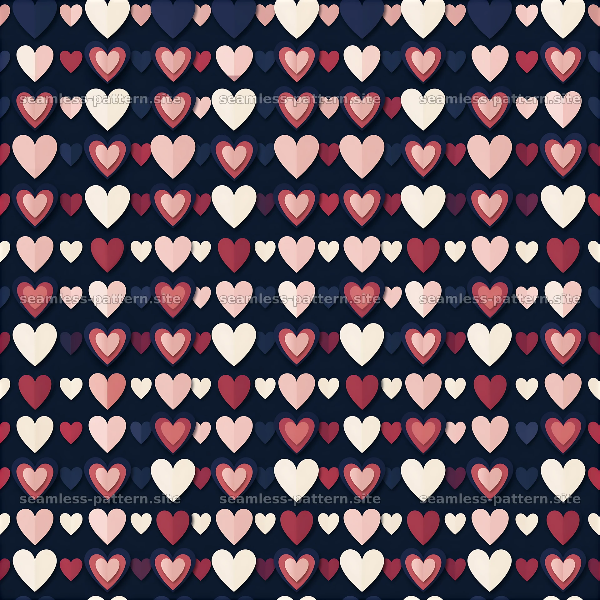 Seamless heart paper cut pattern in pink and cream — seamless tileable pattern at 8192x8192