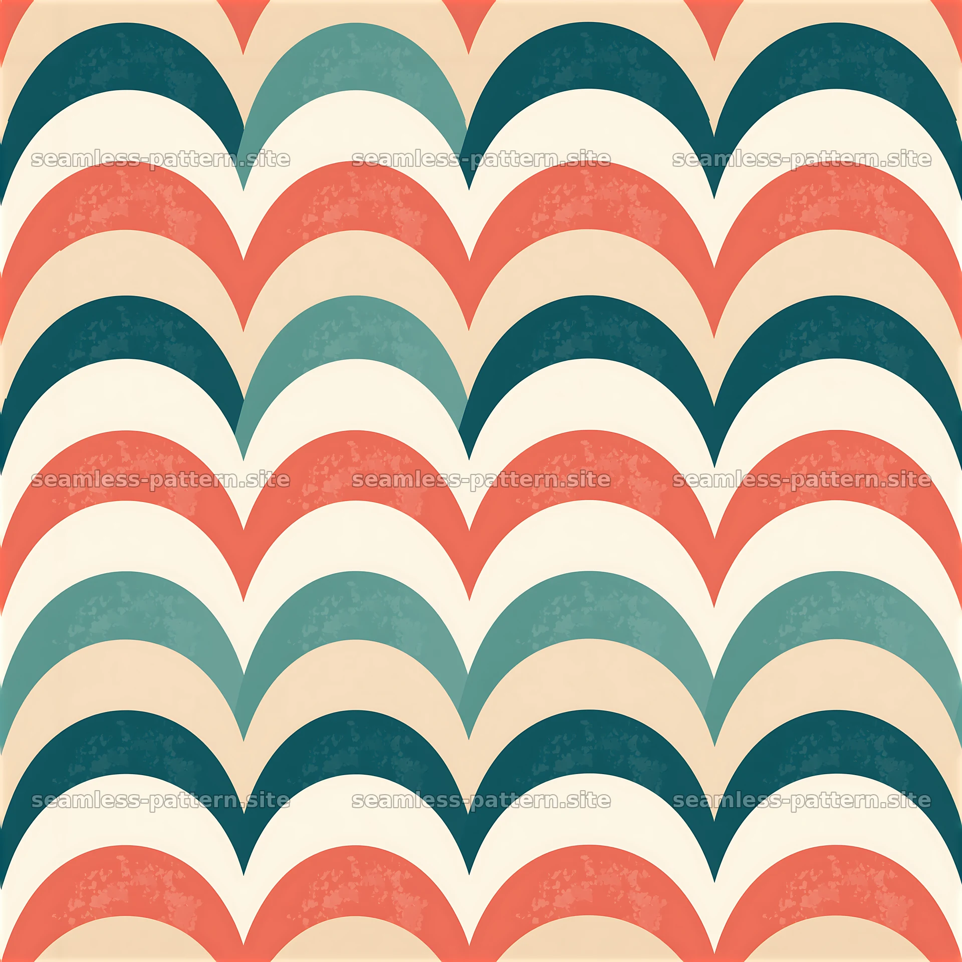 Cute scallop arches seamless pattern in coral and teal — seamless tileable pattern at 8192x8192