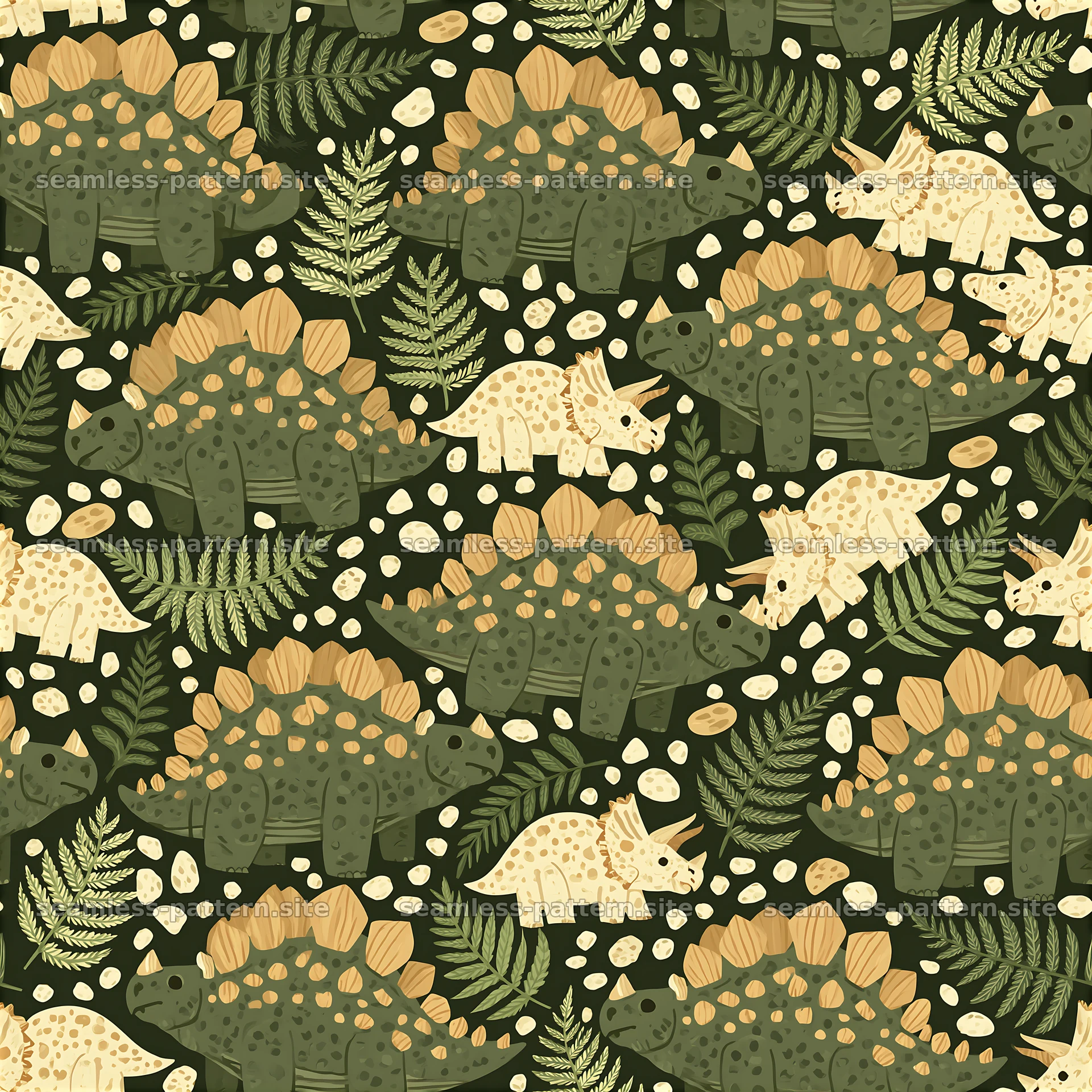 Cute dinosaur seamless pattern featuring detailed dinosaurs and — seamless tileable pattern at 8192x8192