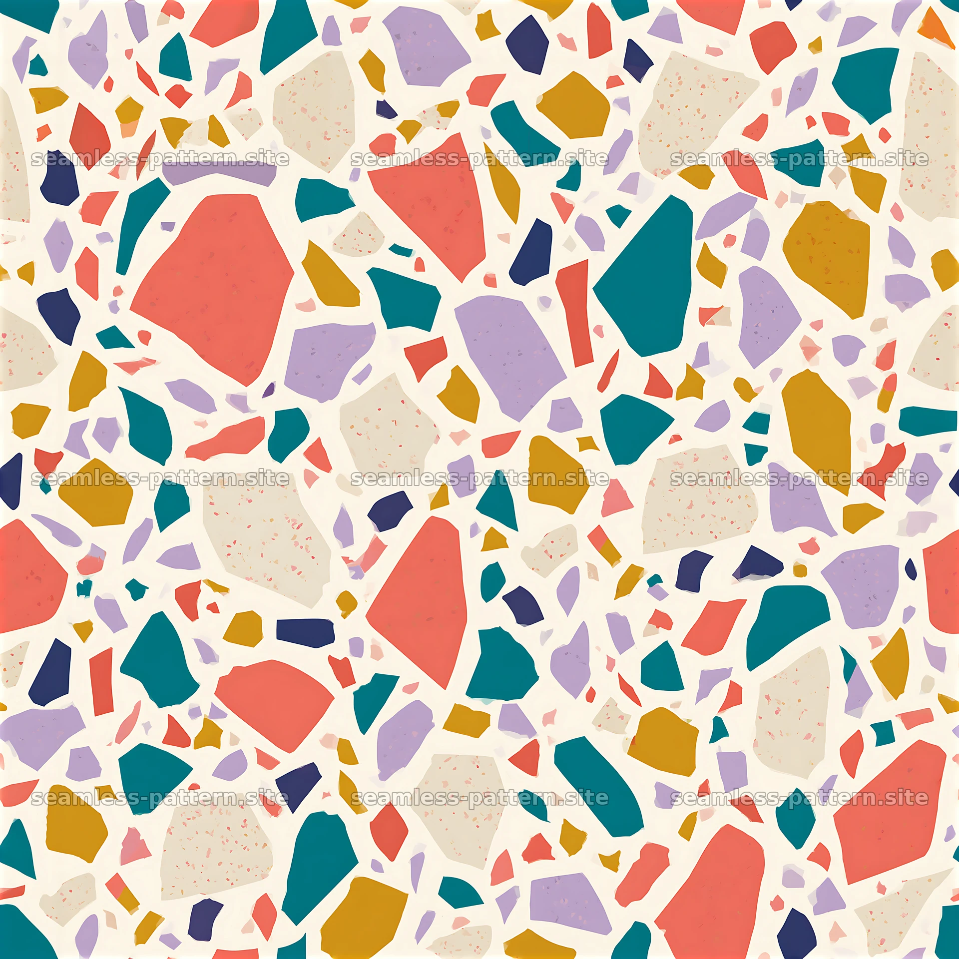 Colorful terrazzo seamless pattern with abstract stone chips — seamless tileable pattern at 8192x8192