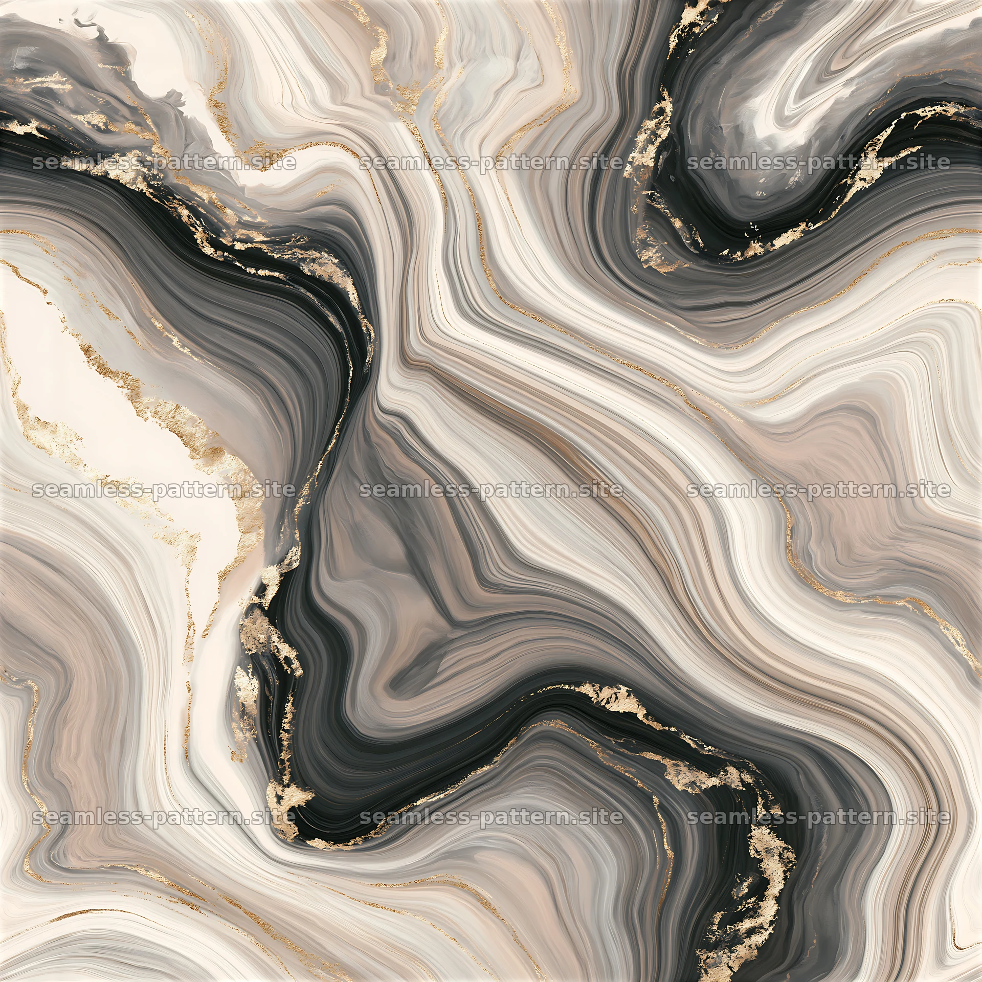 Seamless fluid marble repeat pattern with gold veining — seamless tileable pattern at 8192x8192