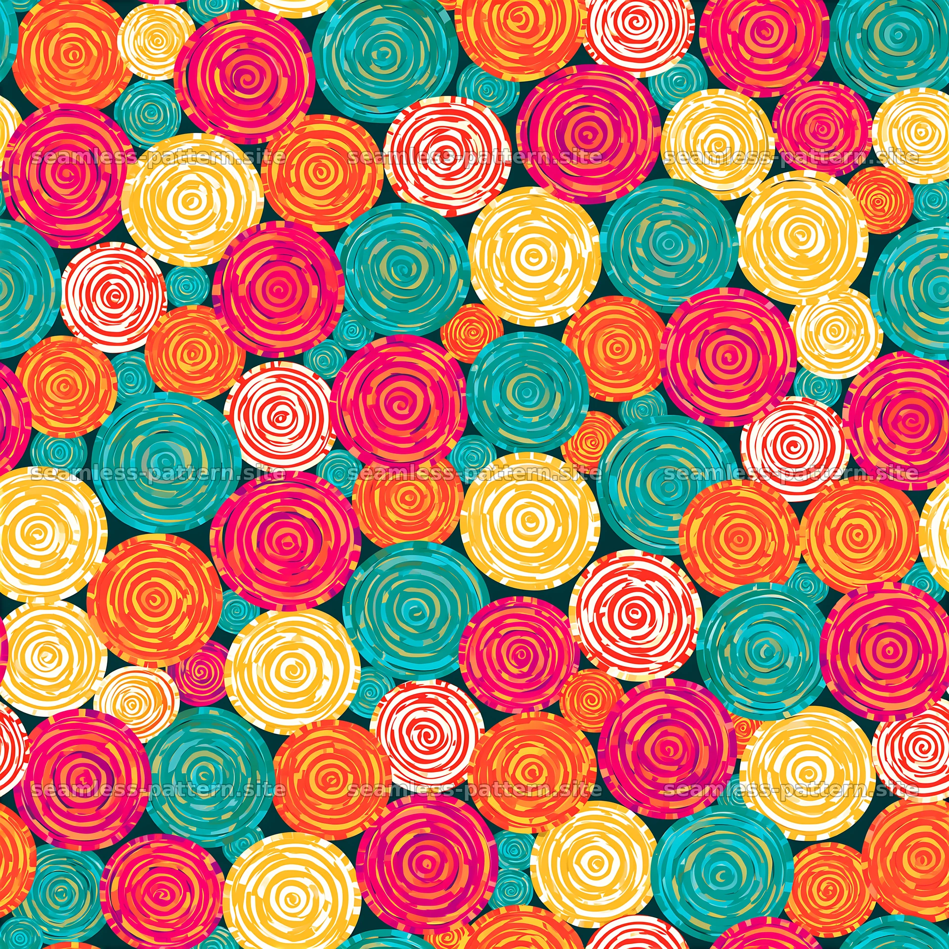 Bright Spiral Circle Seamless Pattern — seamless tileable pattern at 8192x8192