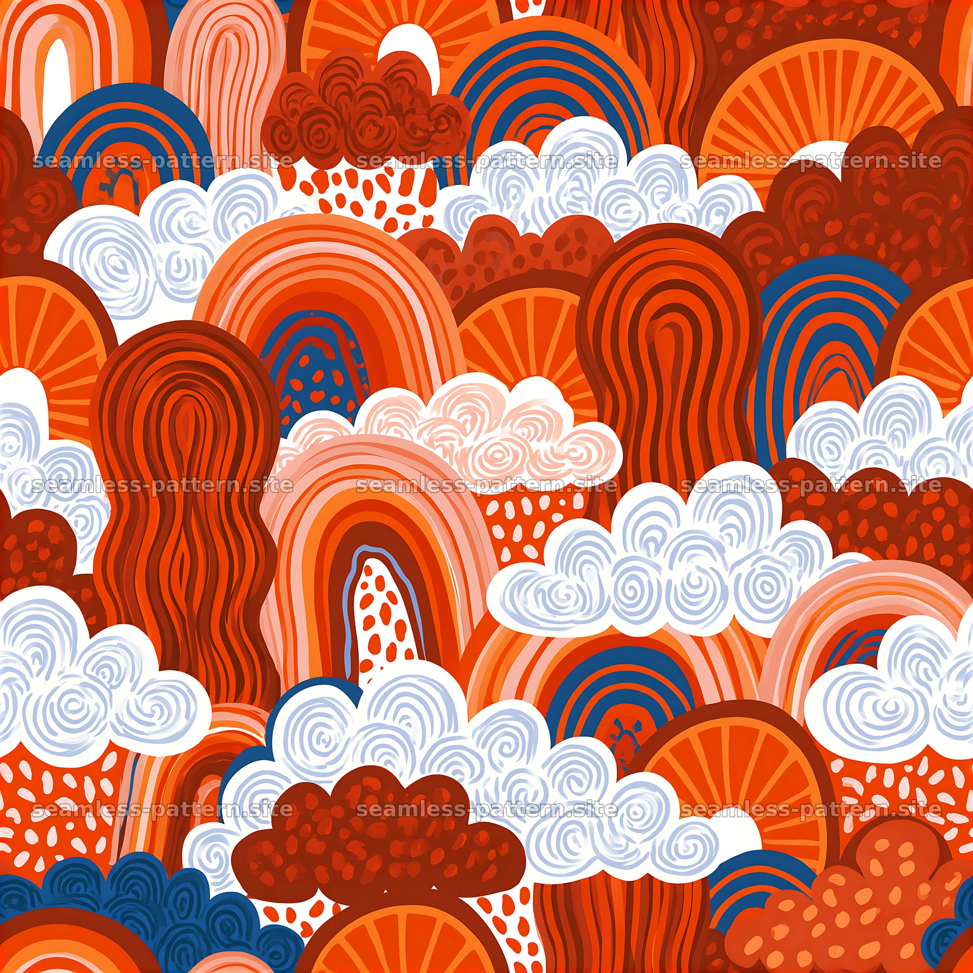 Funky Abstract Arches and Swirls Seamless Pattern — seamless tileable pattern at 8192x8192