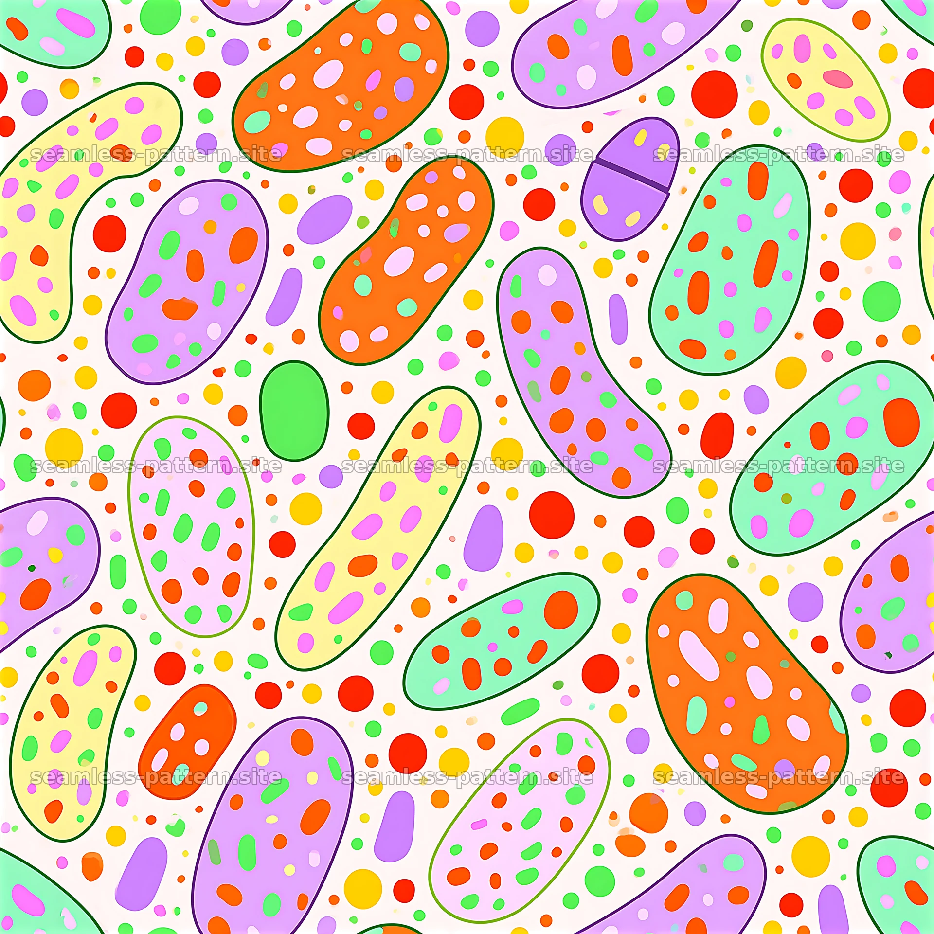 Colorful Abstract Confetti Capsule Seamless Pattern — seamless tileable pattern at 8192x8192