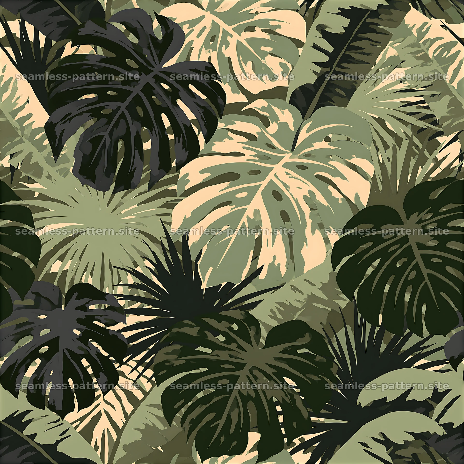 Leafy green plants create a nature-inspired seamless pattern — seamless tileable pattern at 8192x8192