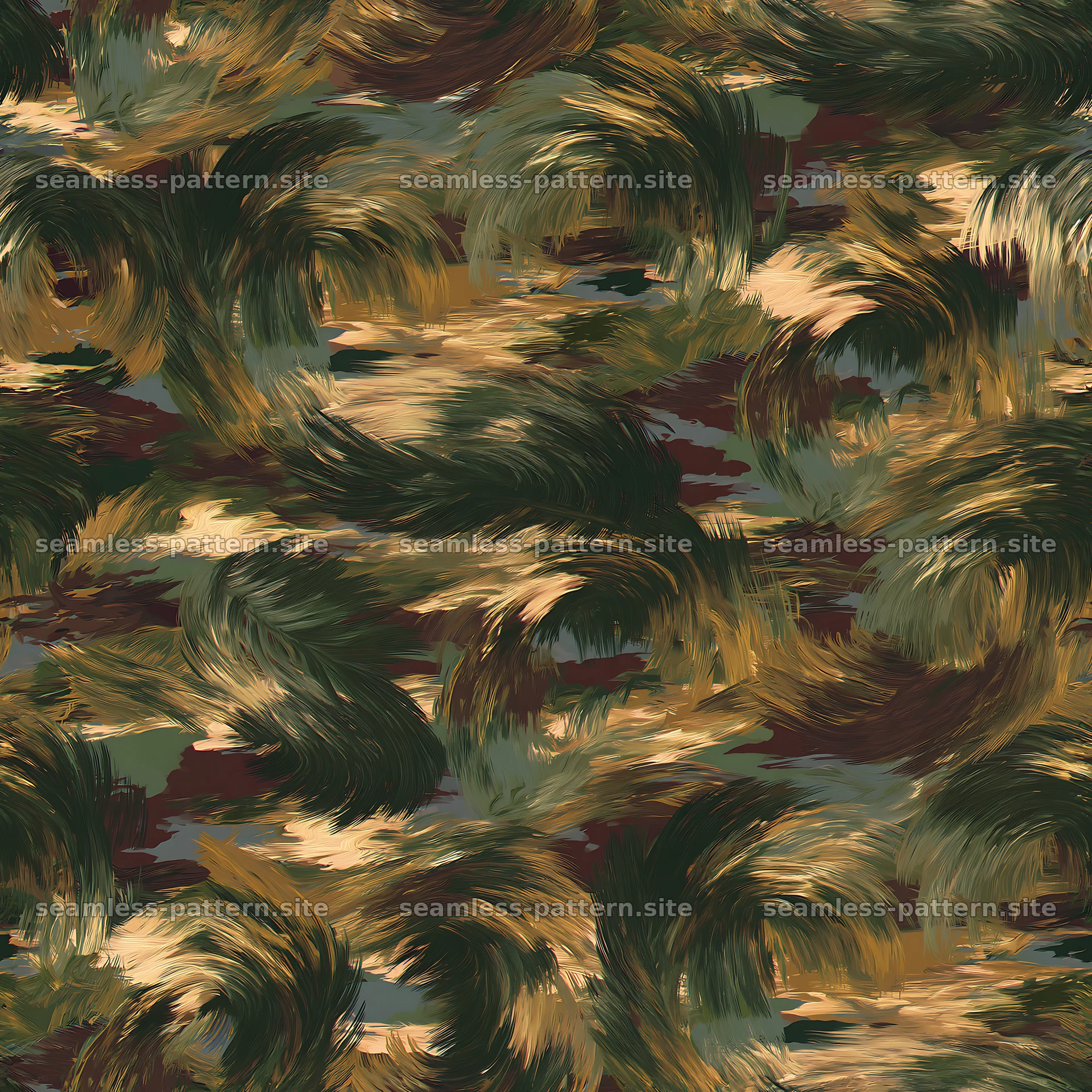 Seamless woodland camouflage brushstroke pattern — seamless tileable pattern