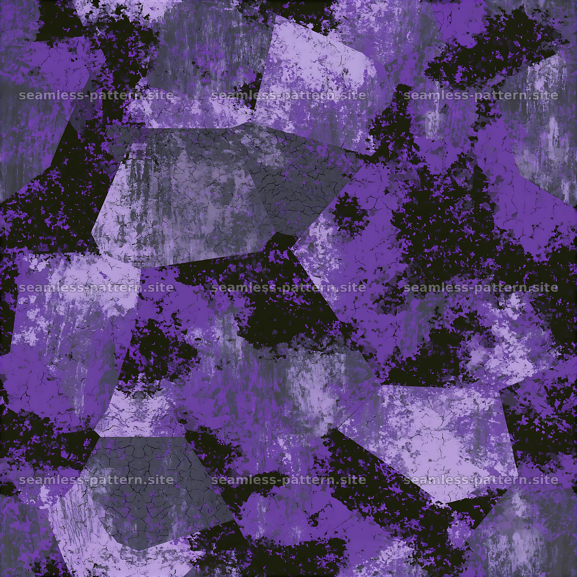 Purple distressed military camouflage seamless pattern features abstract shapes — seamless tileable pattern at 8192x8192