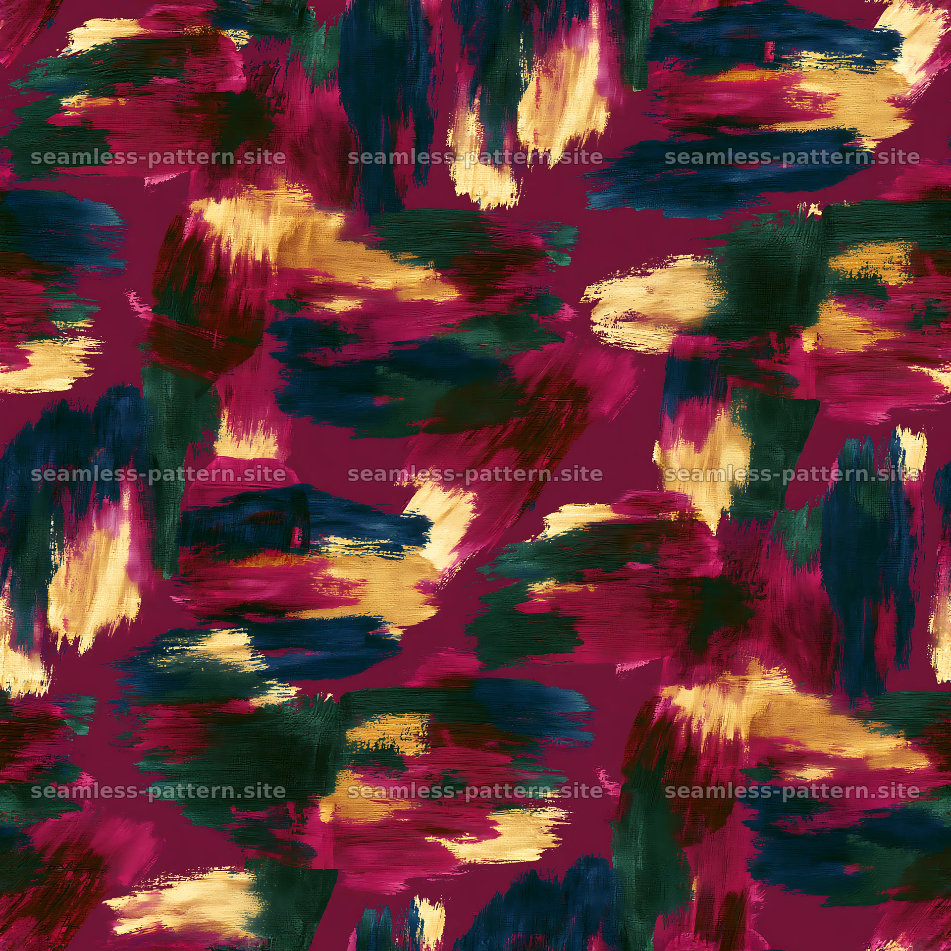 Seamless watercolor camouflage brushstroke pattern with rich colors — seamless tileable pattern