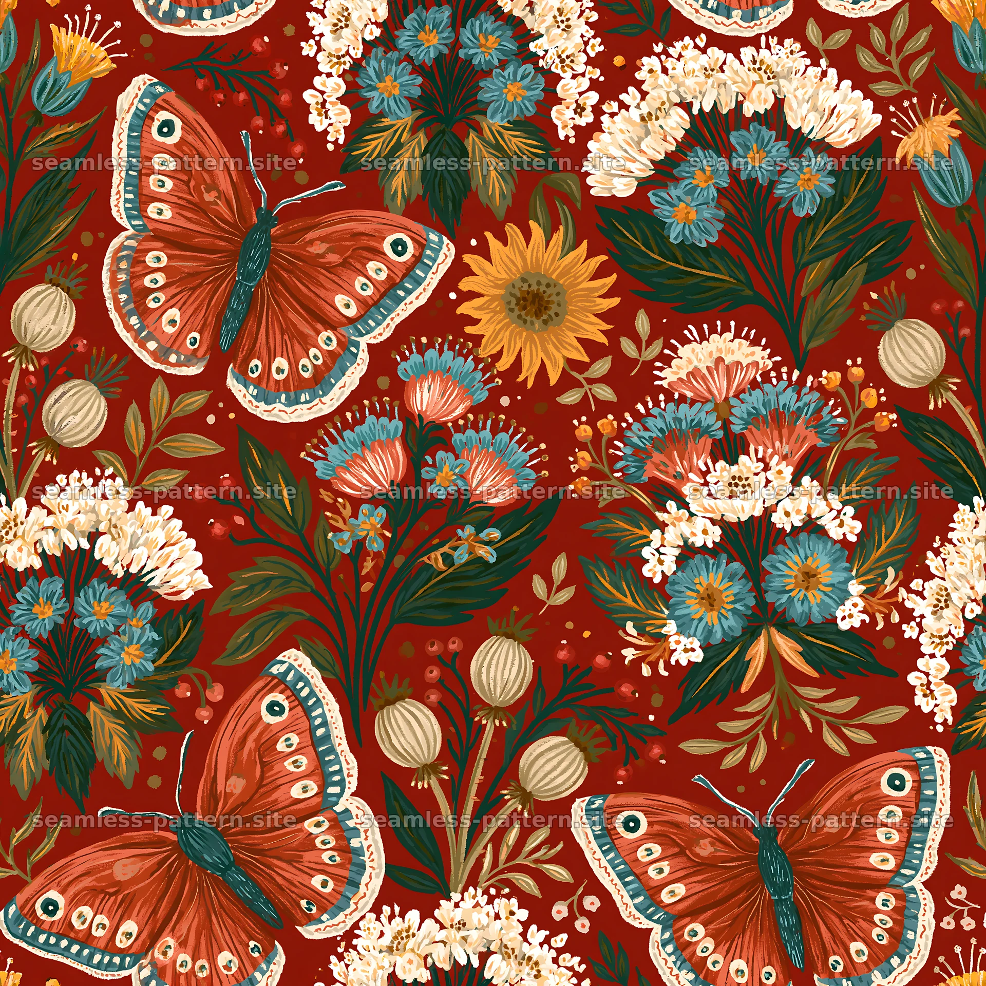 Fairy garden butterfly seamless pattern for fabric and wallpaper — seamless tileable pattern