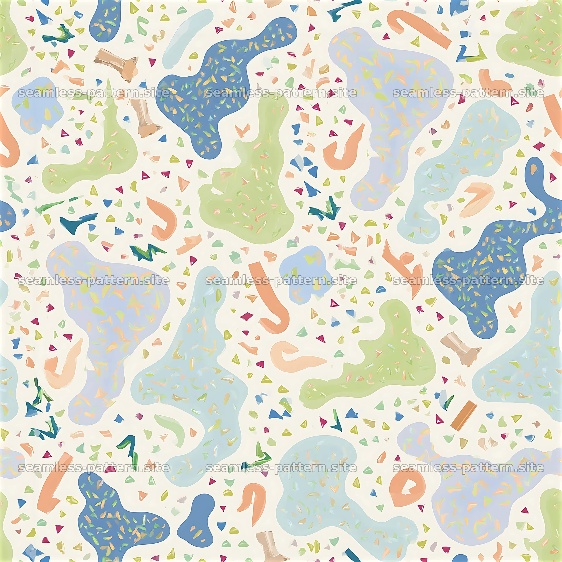 Colorful abstract shapes forming a seamless pattern — seamless tileable pattern at 8192x8192