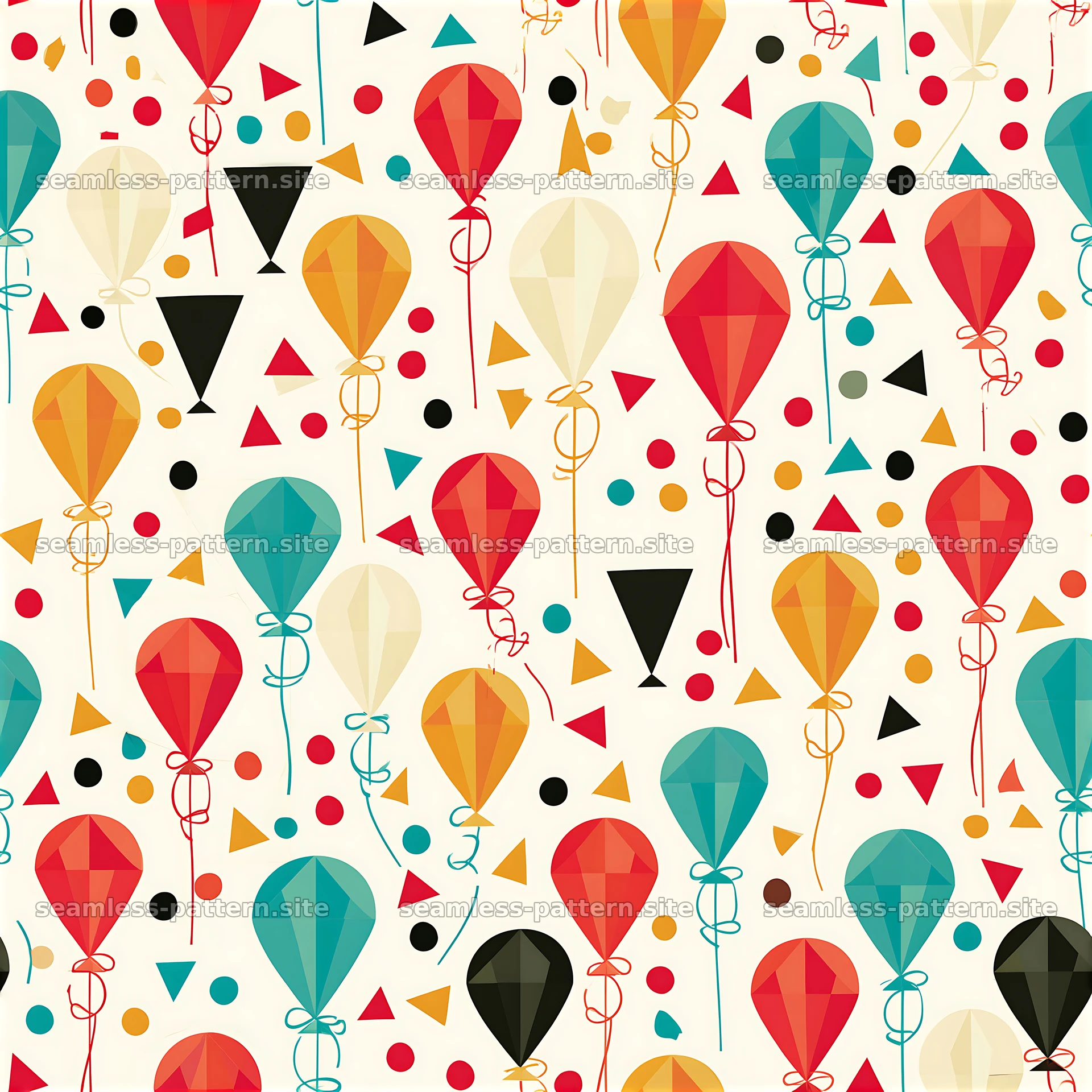 Colorful Birthday Balloon Seamless Pattern — seamless tileable pattern at 8192x8192