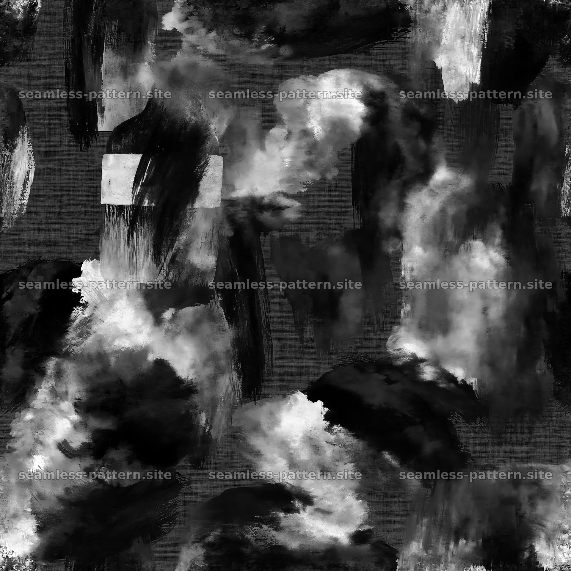 Seamless watercolor camouflage brushstroke pattern in black and white — seamless tileable pattern
