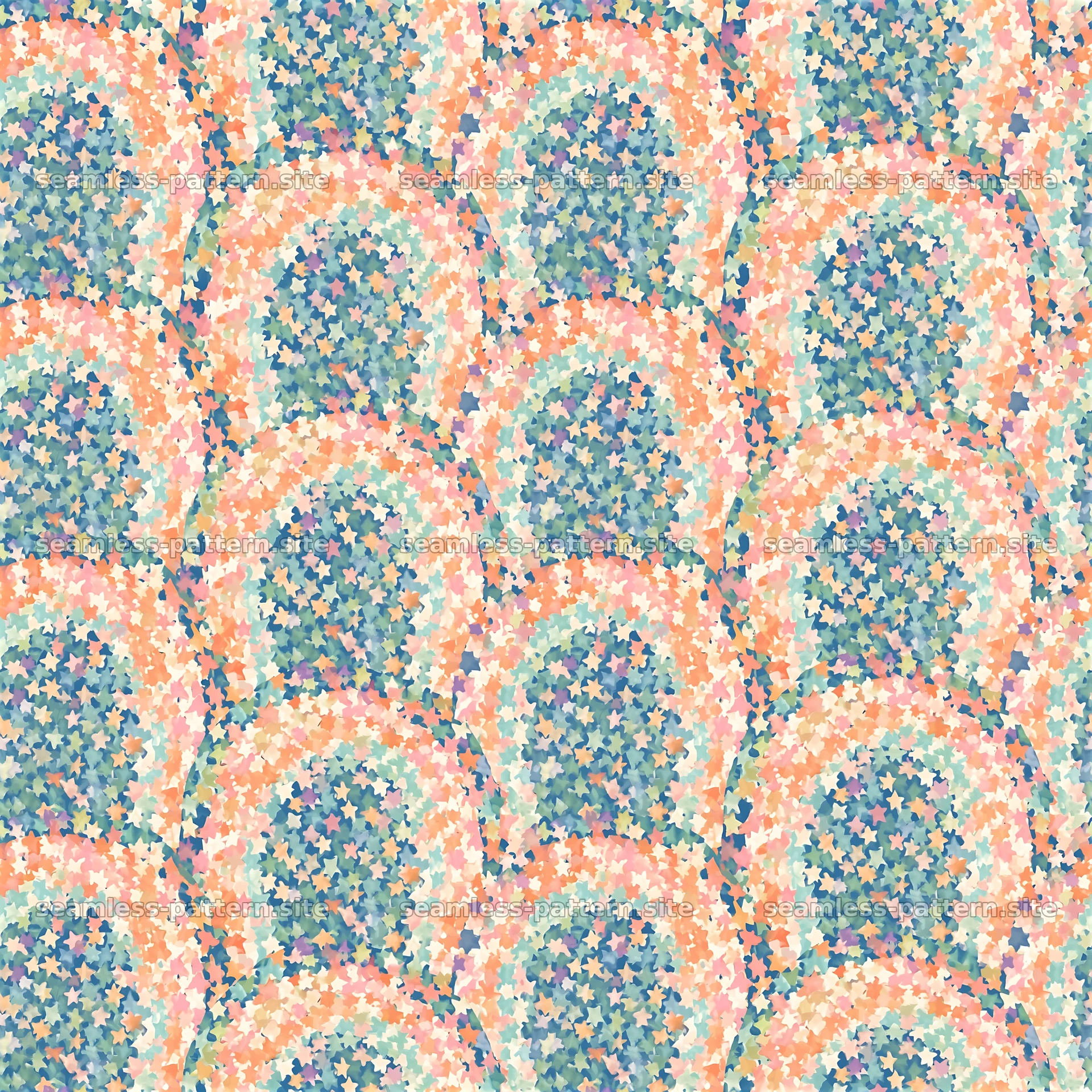 Colorful star seamless pattern with soft shapes and blended hues — seamless tileable pattern at 8192x8192