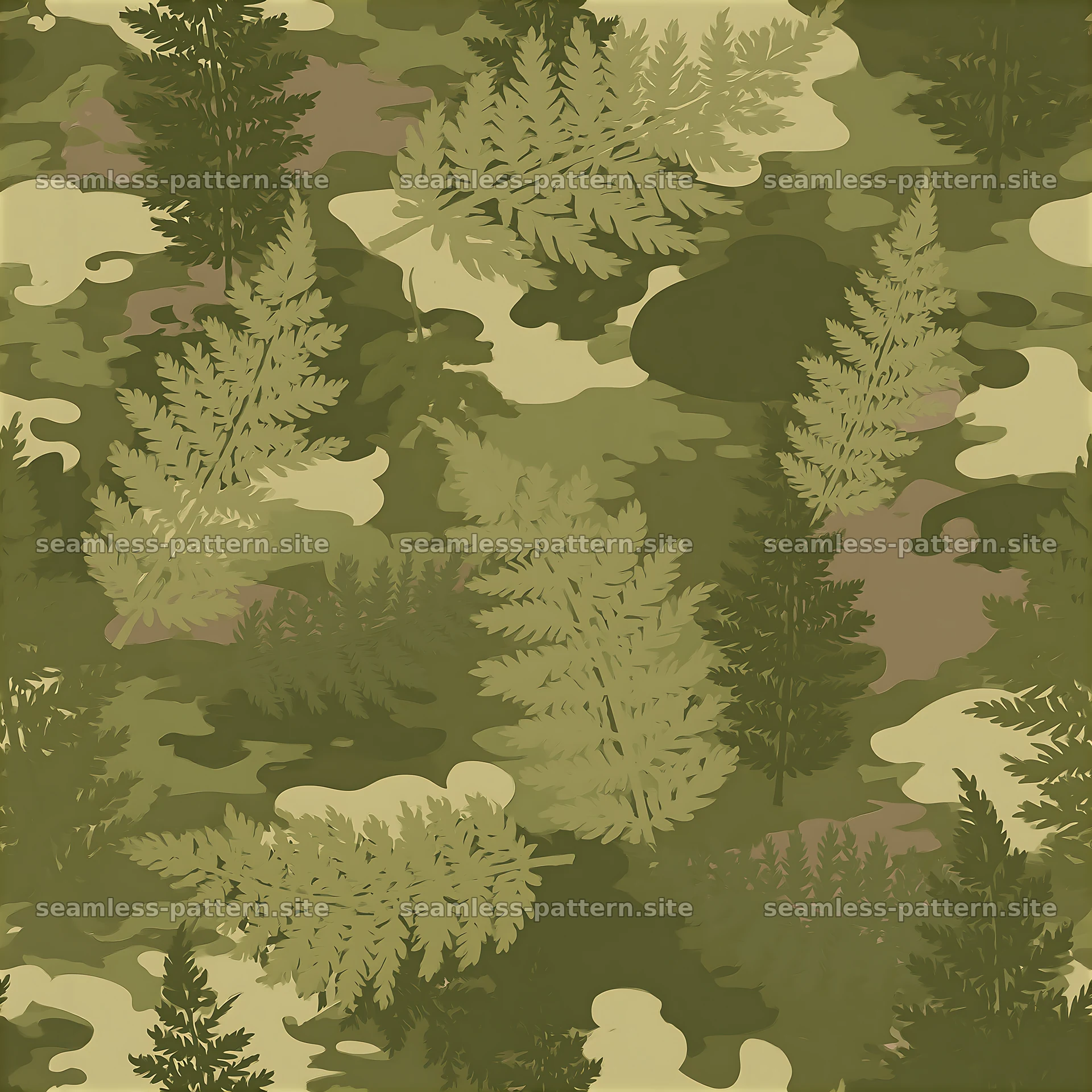 Olive green fern camouflage seamless pattern — seamless tileable pattern at 8192x8192