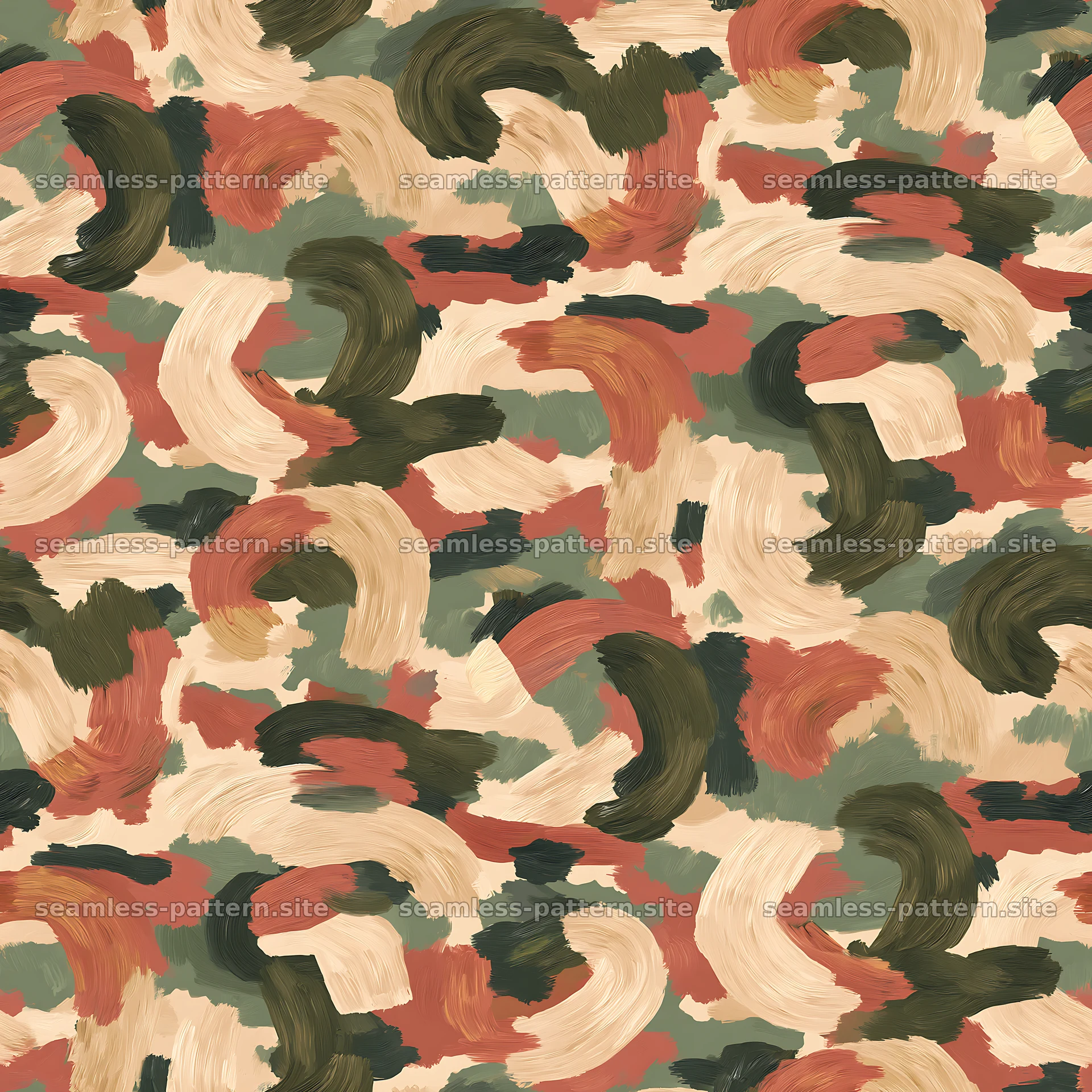Seamless desert camouflage brushstroke pattern — seamless tileable pattern