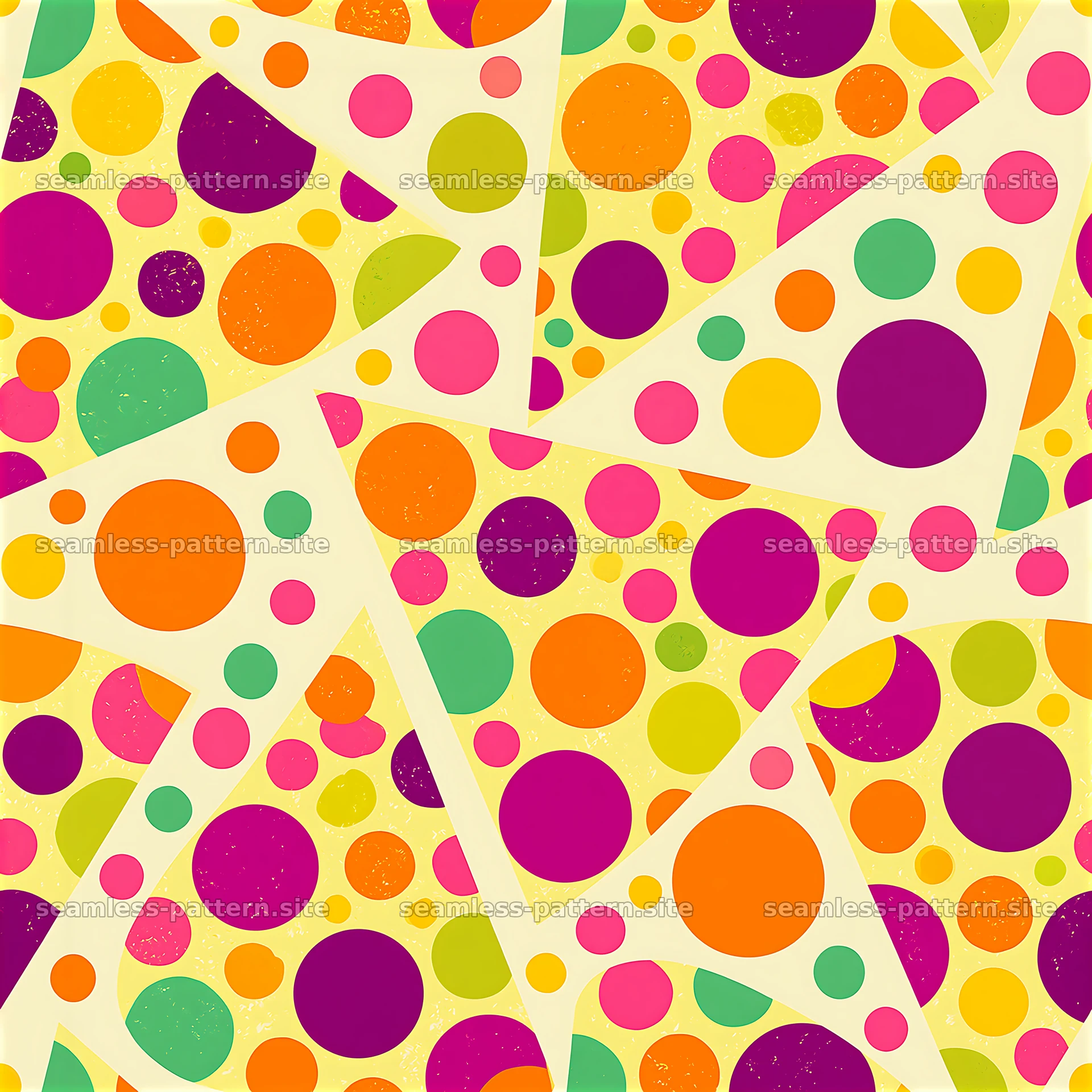 Colorful seamless pattern with geometric shapes and dots — seamless tileable pattern at 8192x8192