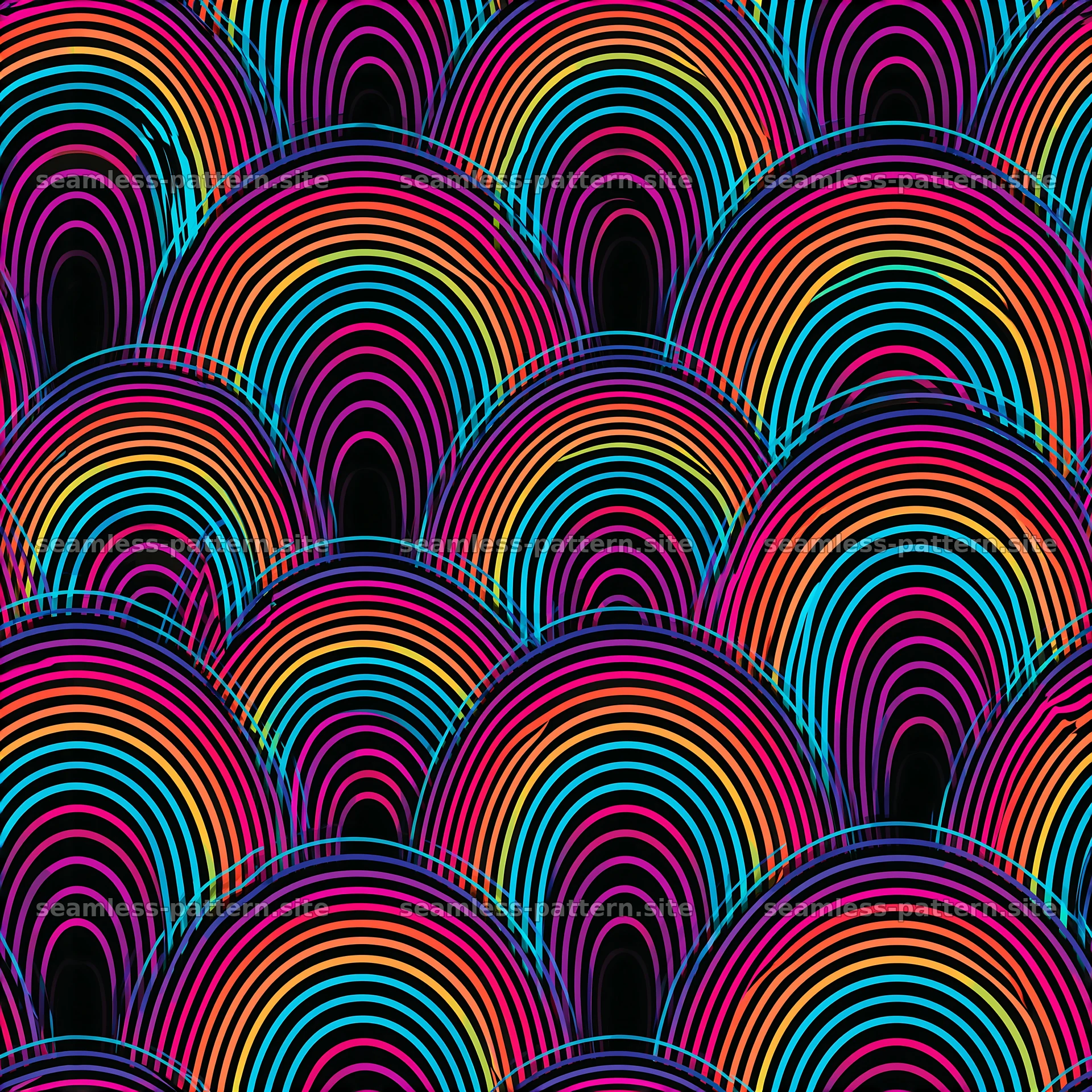 Abstract rainbow arches seamless pattern with vibrant colors — seamless tileable pattern at 8192x8192