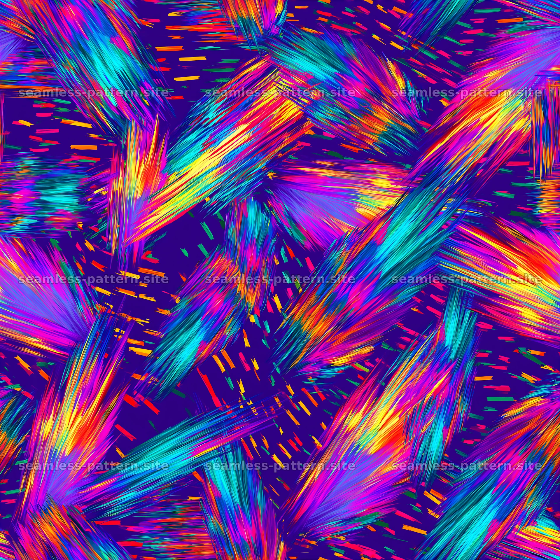 Vibrant rainbow paint streaks repeating pattern across a dark canvas — seamless tileable pattern at 8192x8192