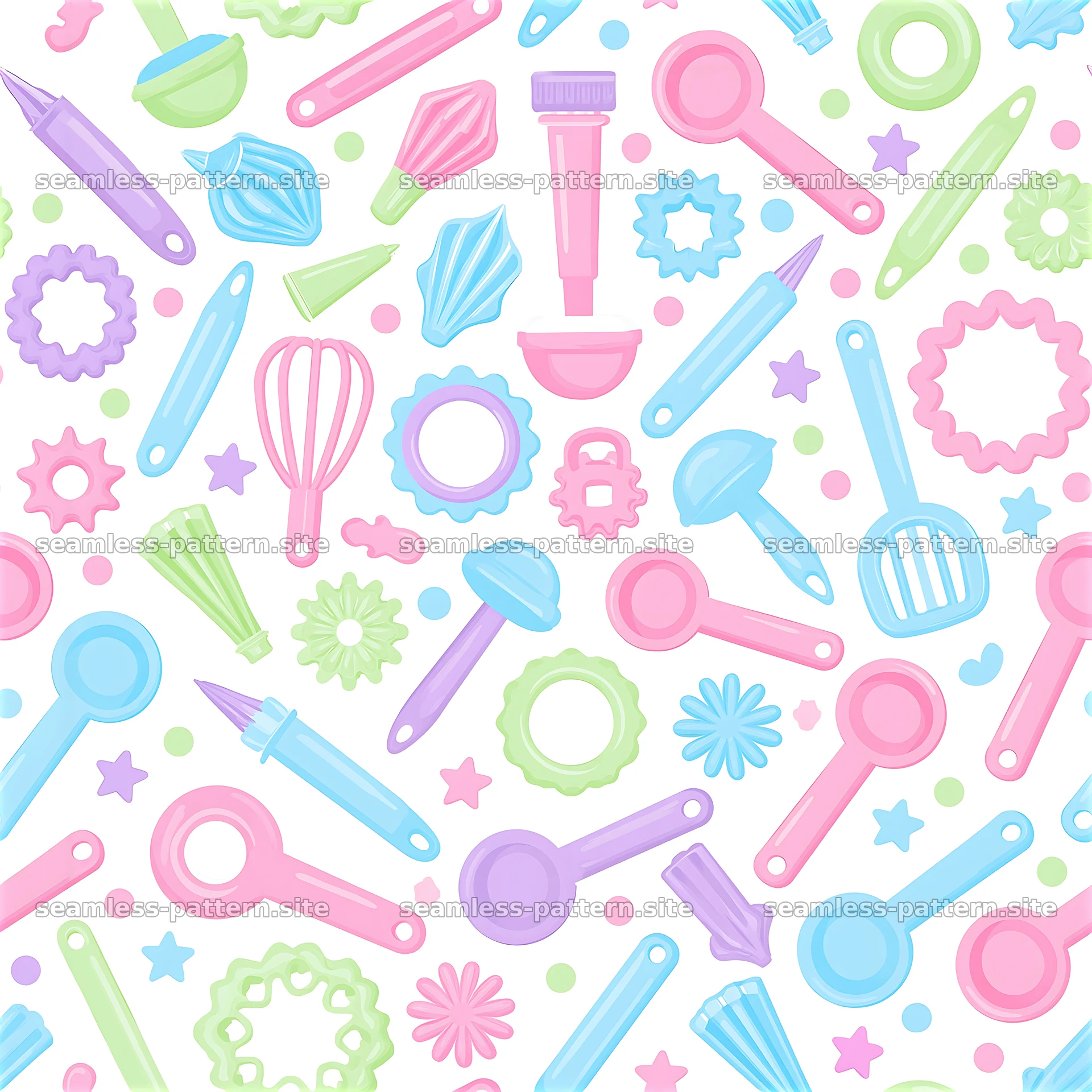 Cute pastel baking tools seamless pattern — seamless tileable pattern at 8192x8192