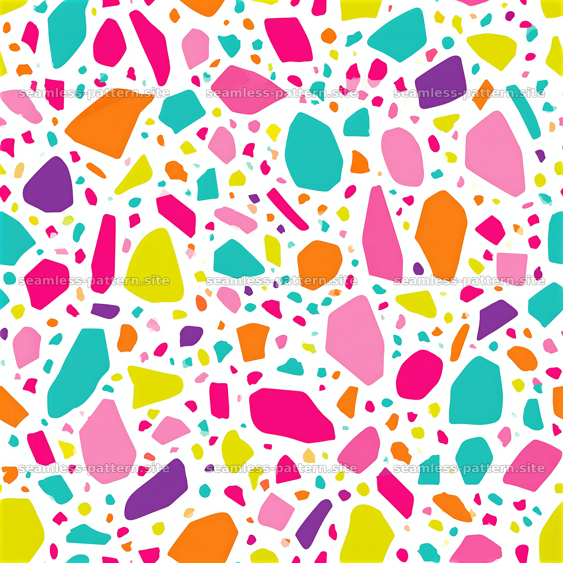 Colorful terrazzo seamless pattern with bright geometric shapes — seamless tileable pattern at 8192x8192